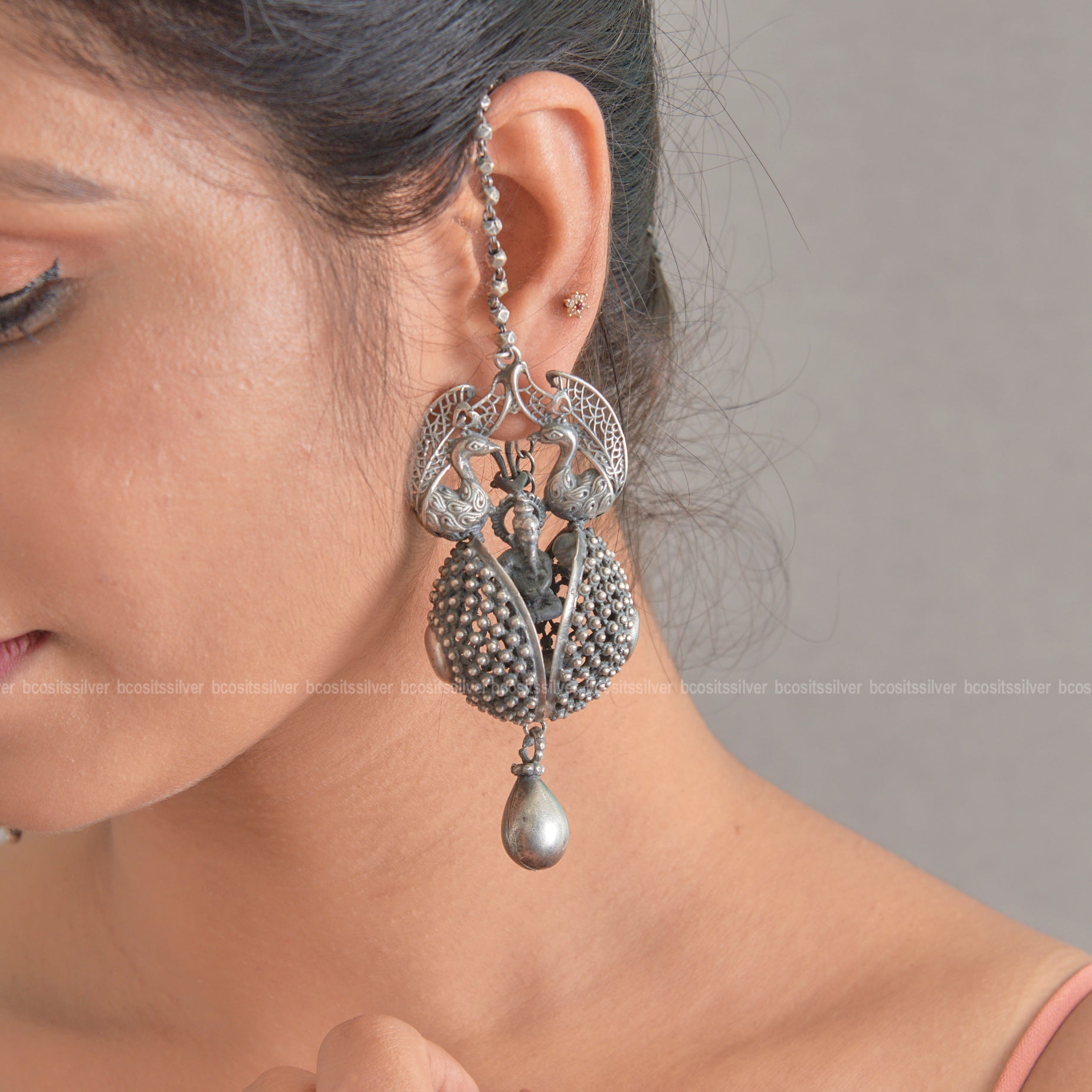 925 Silver Oxidized Earrings - 9417