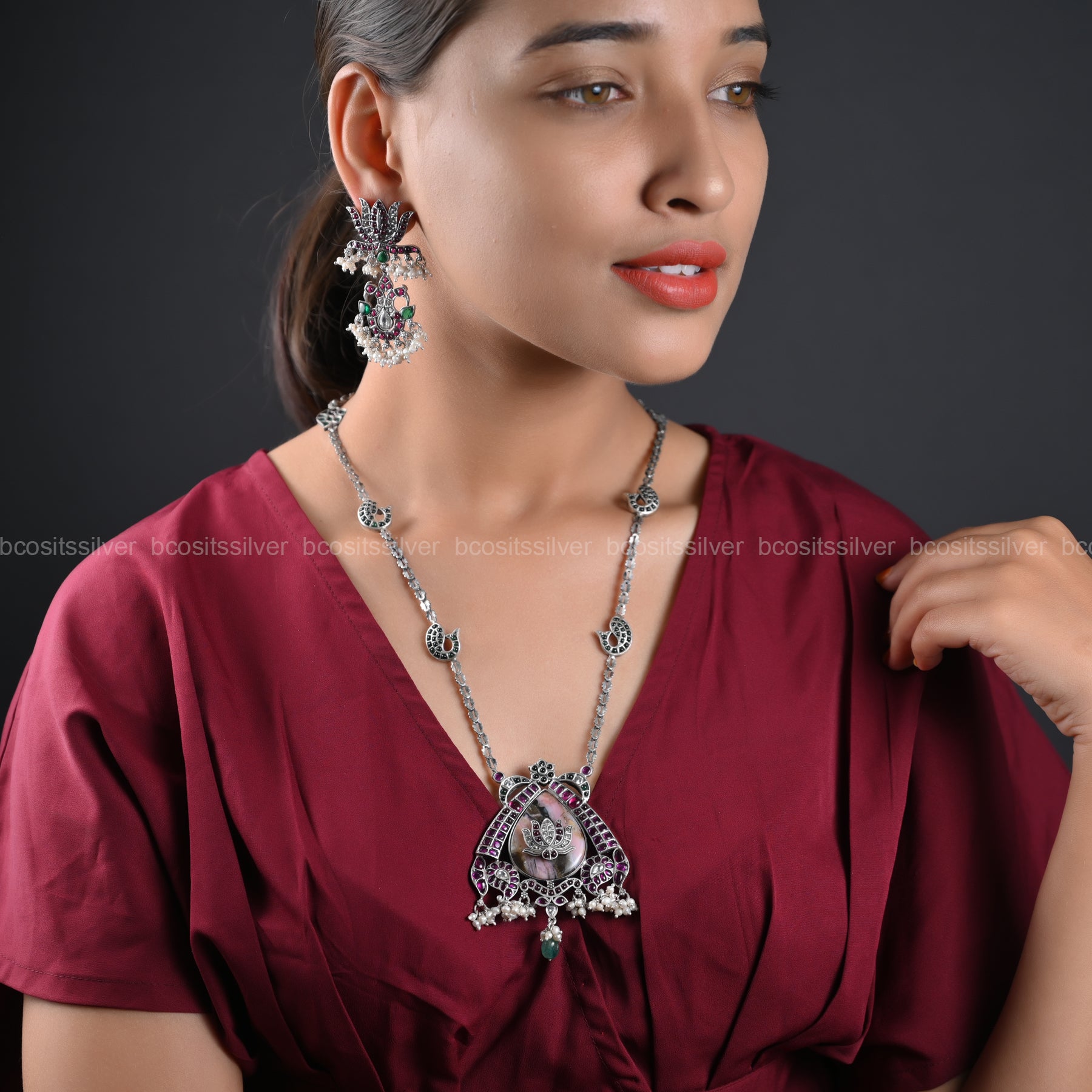 925 Silver Oxidized Lotus Haram only  - 1196 (only Haram)