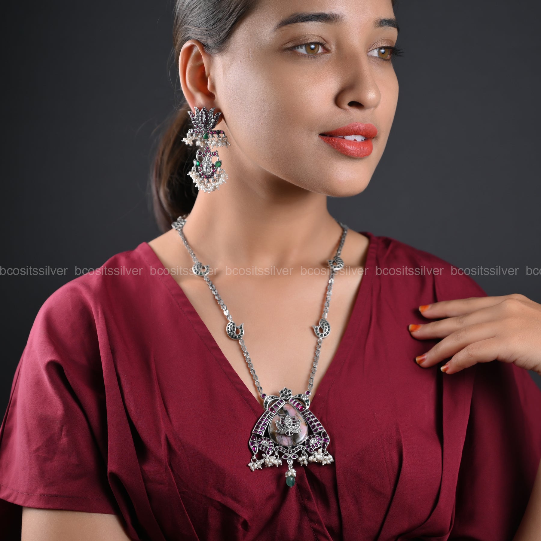 925 Silver Oxidized Lotus Haram only  - 1196 (only Haram)