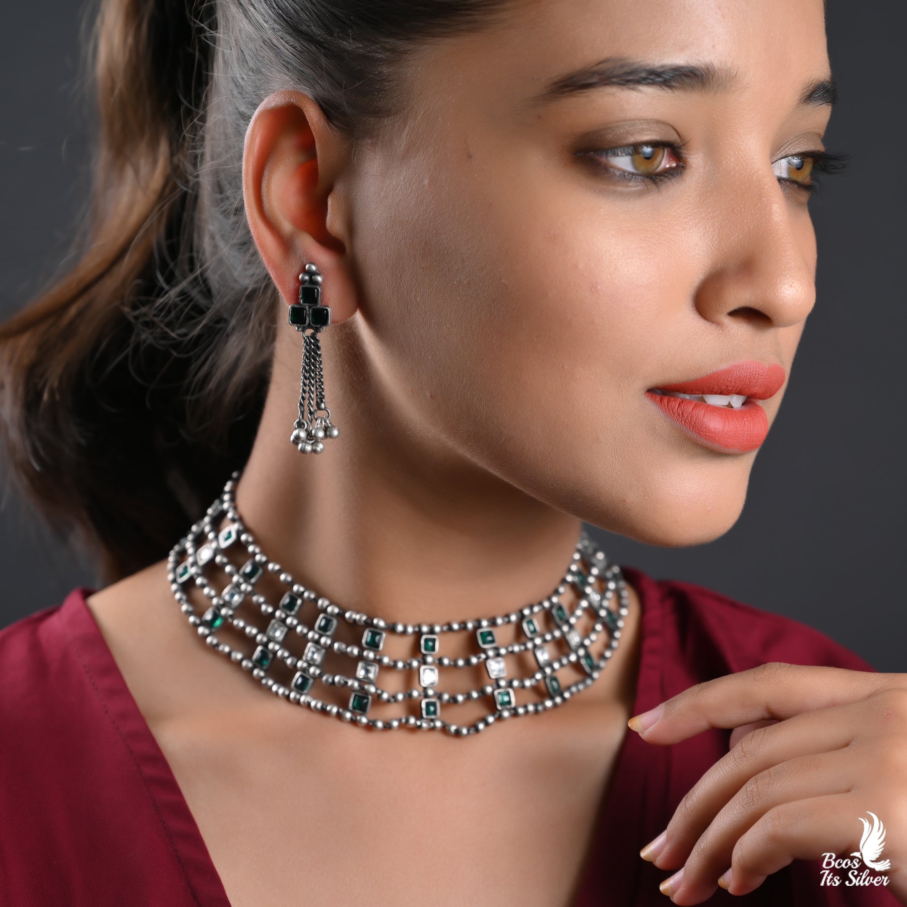 925 Silver Oxidized Neckpiece - 2367