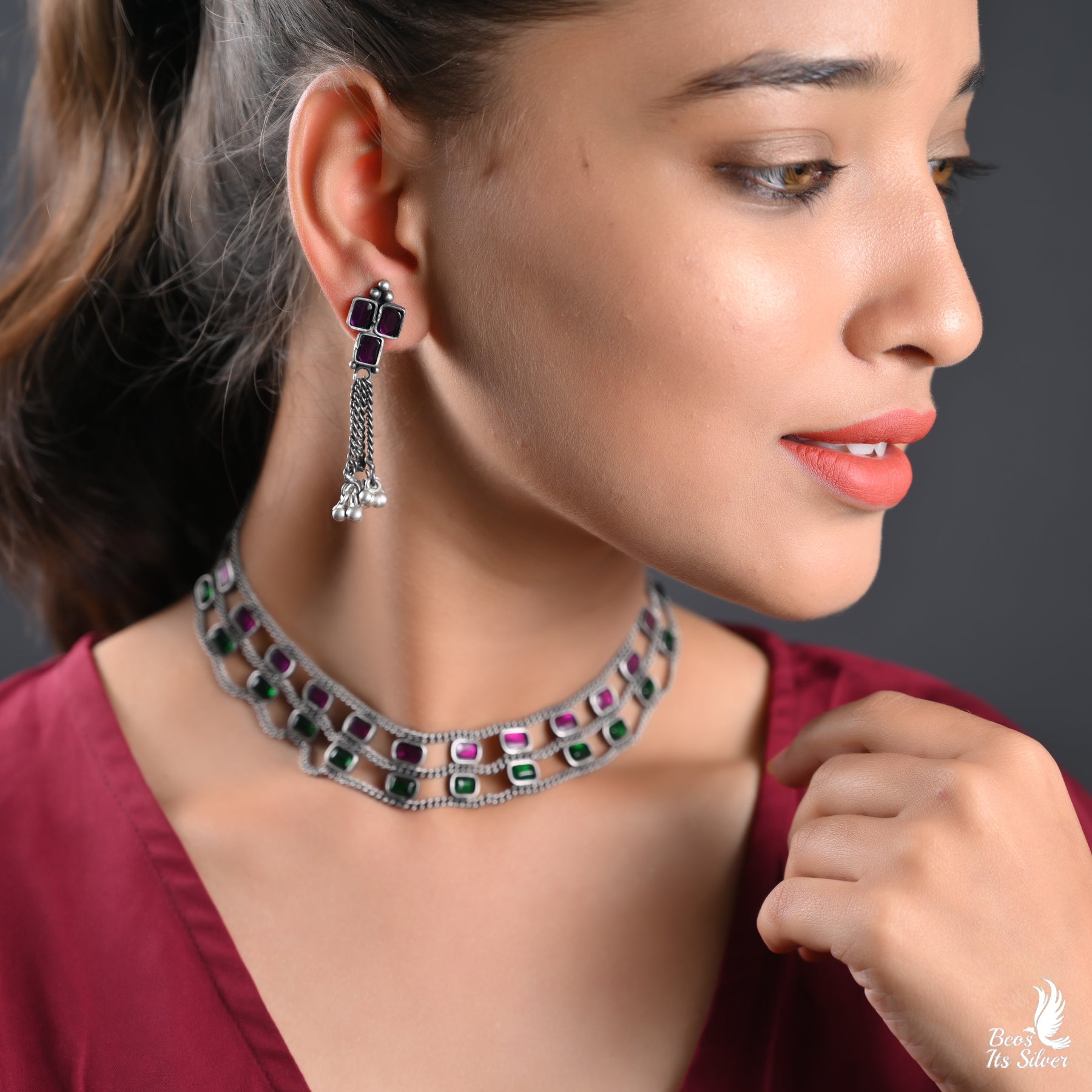 925 Silver Oxidized Neckpiece - 2366