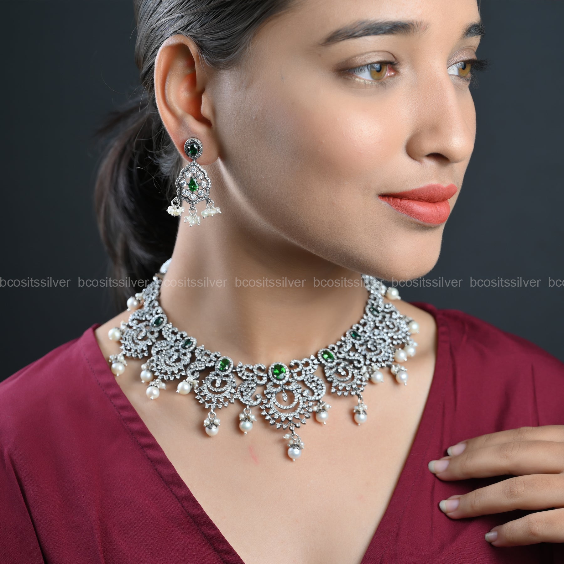 925 Silver Oxidized Neckpiece Only - 155