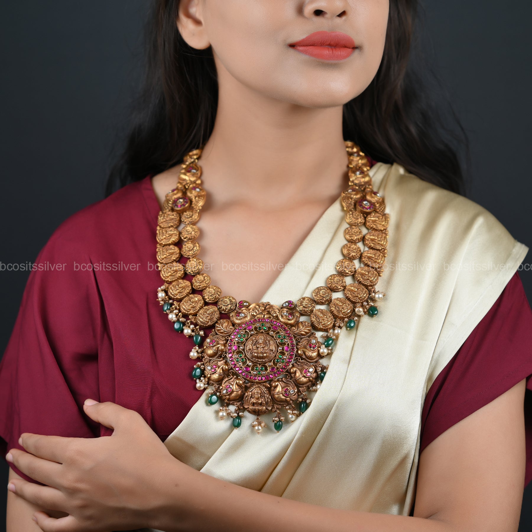 925 Silver Santripti- Sodasa Lakshmi Kundan Haram- 6555