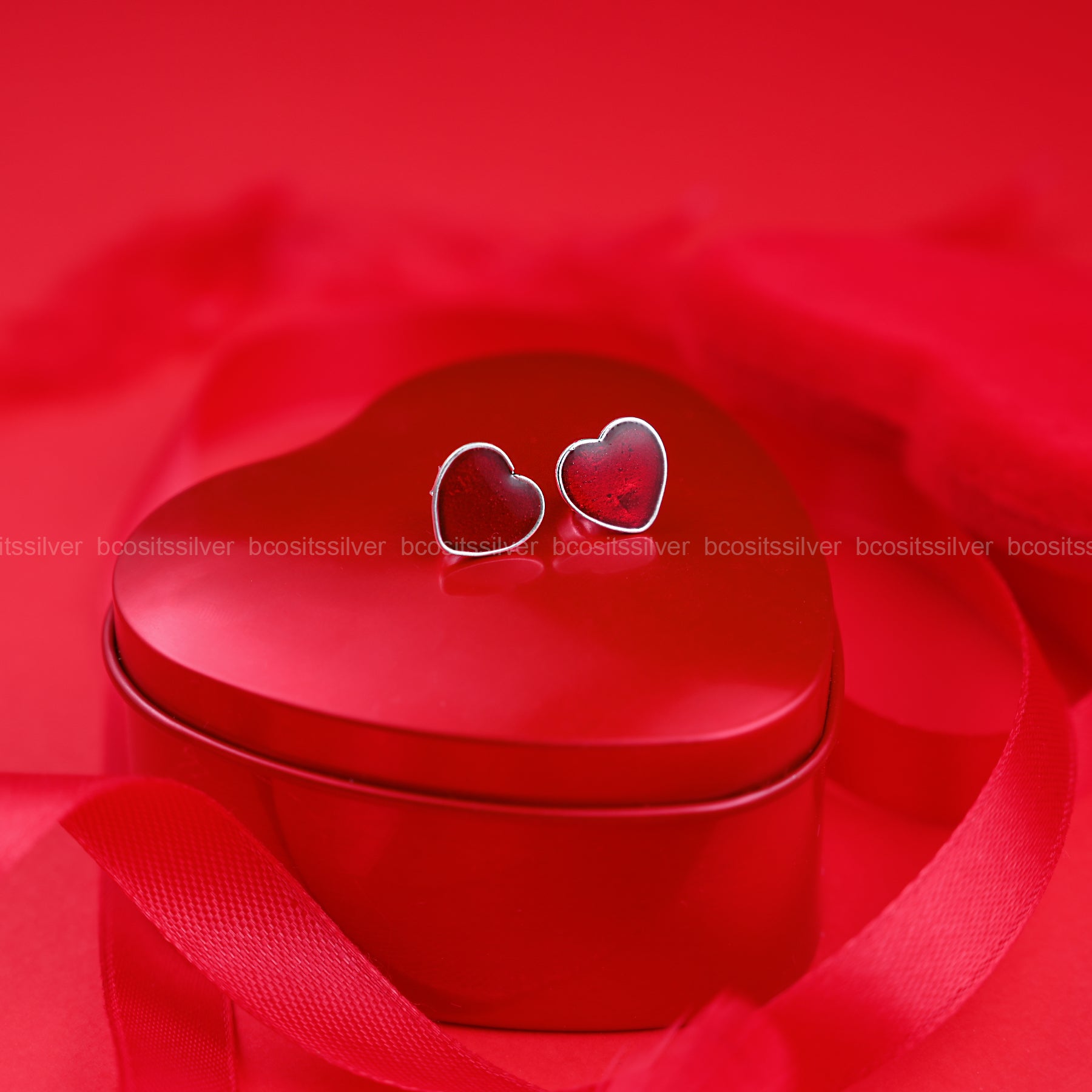 925 Silver Special Heart Earstud-4558