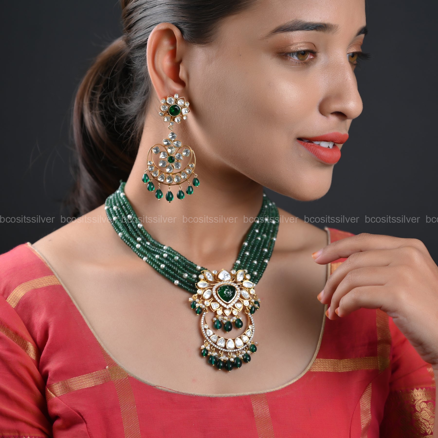 925 Silver Victorian  Beads Necklace- 2205