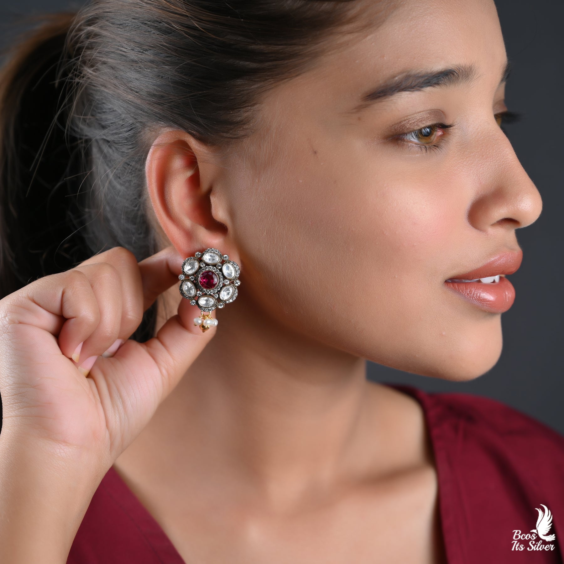 925 Silver Victorian Earstud- 2394