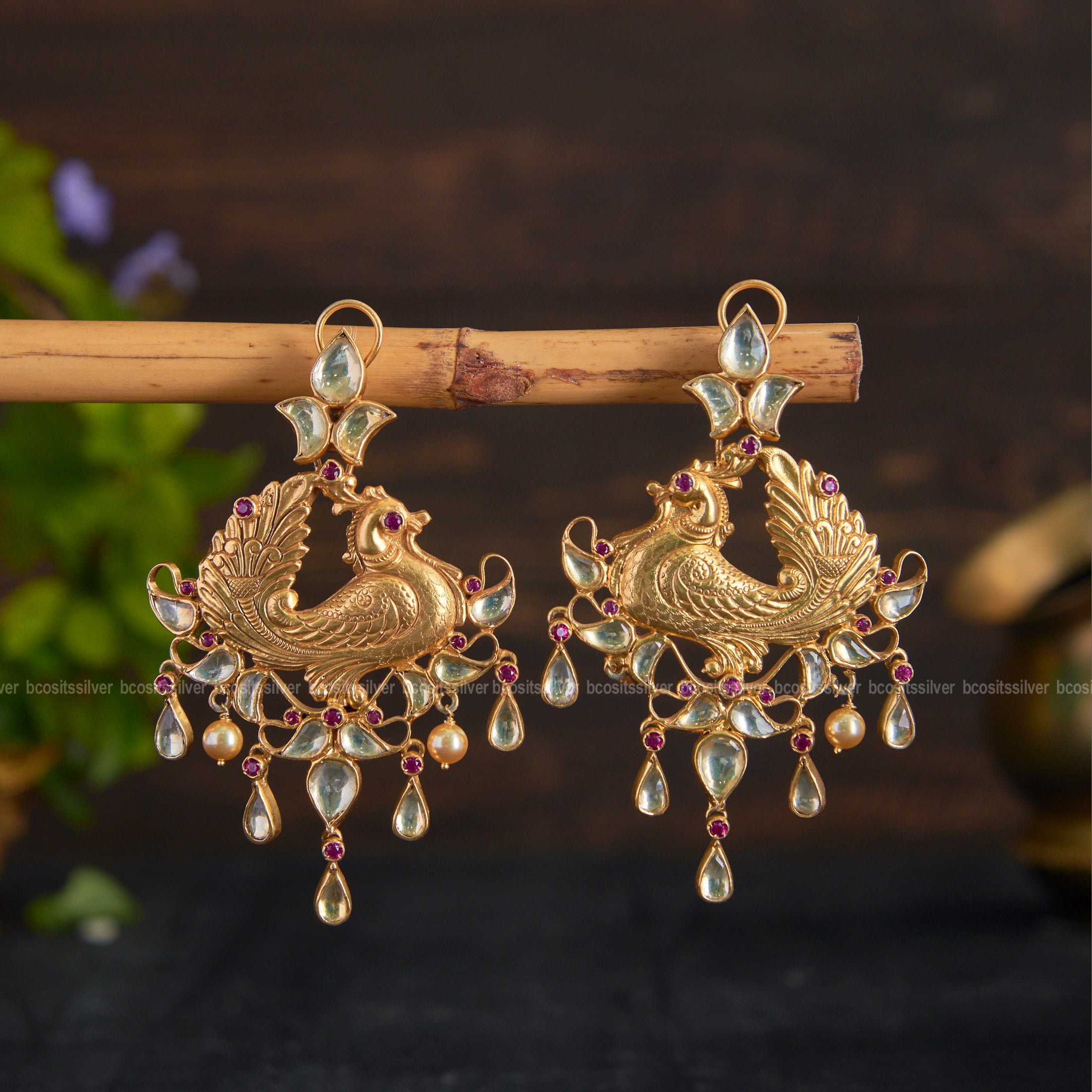 Gold Plated Peacock Earring - 1854