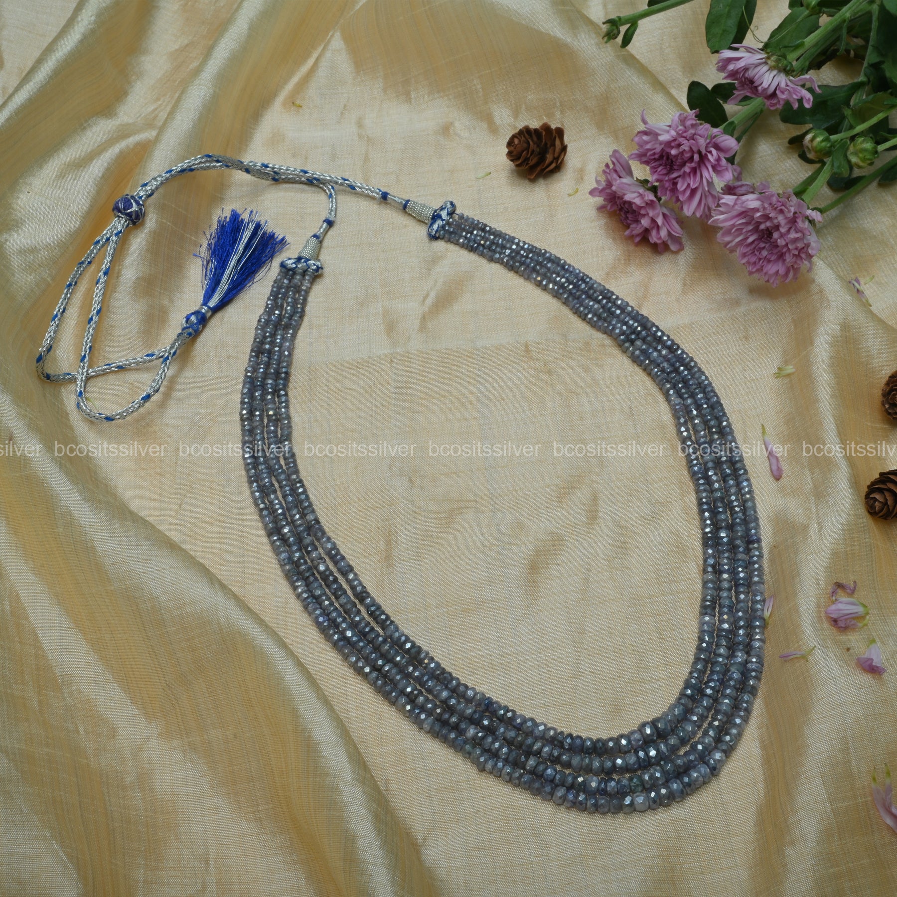 Blue Sapphire Cut Beads 4 layer - 1239