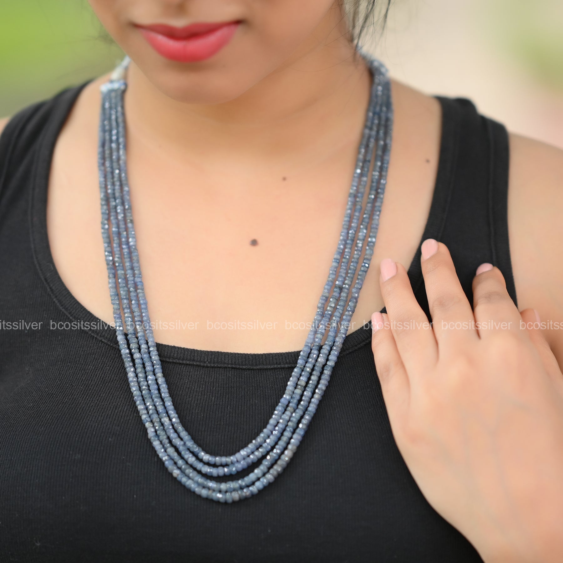 Dark Blue Sapphire  Cut Beads - 4 layer Beads - 1232