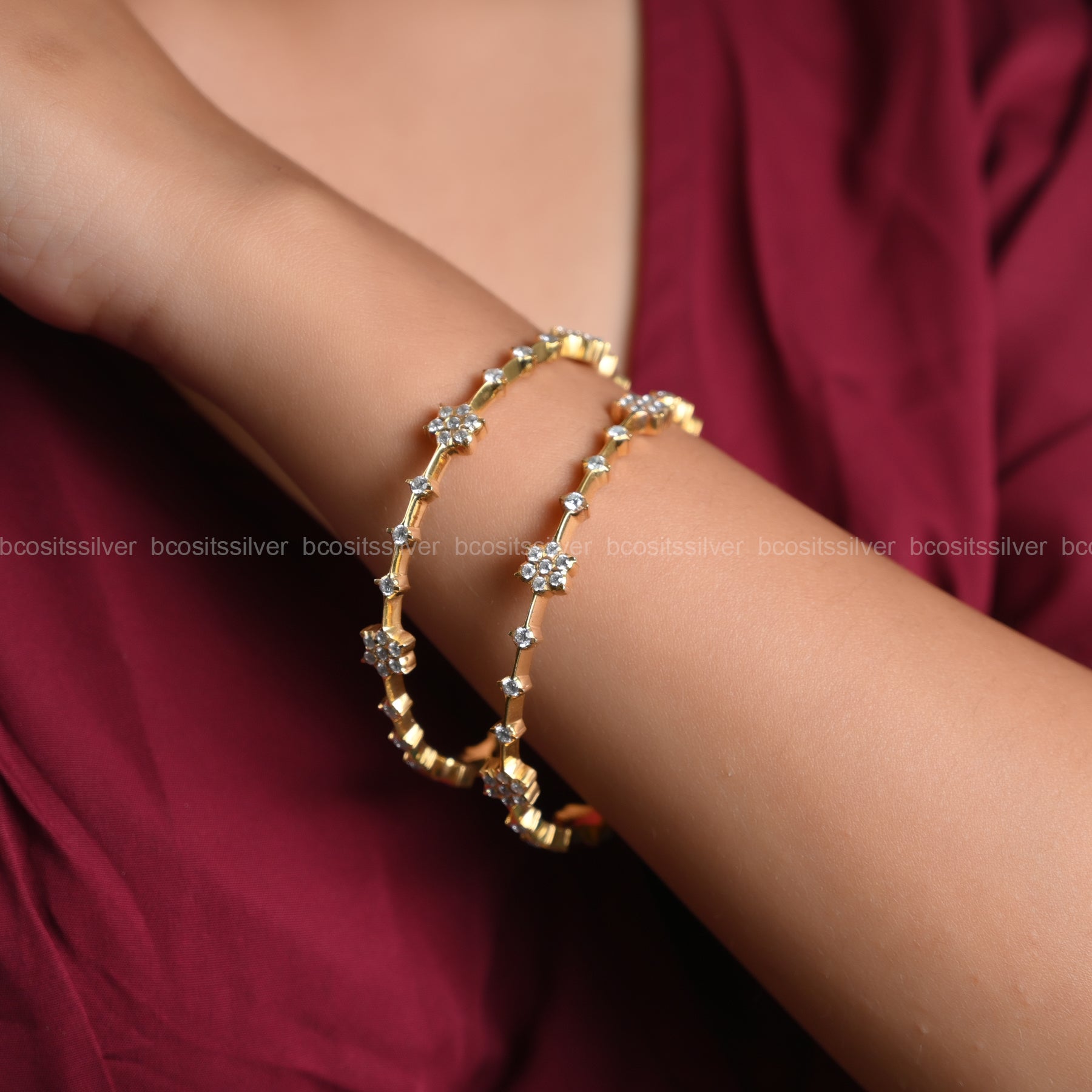 Gold Plated Close settings bangle- 1327
