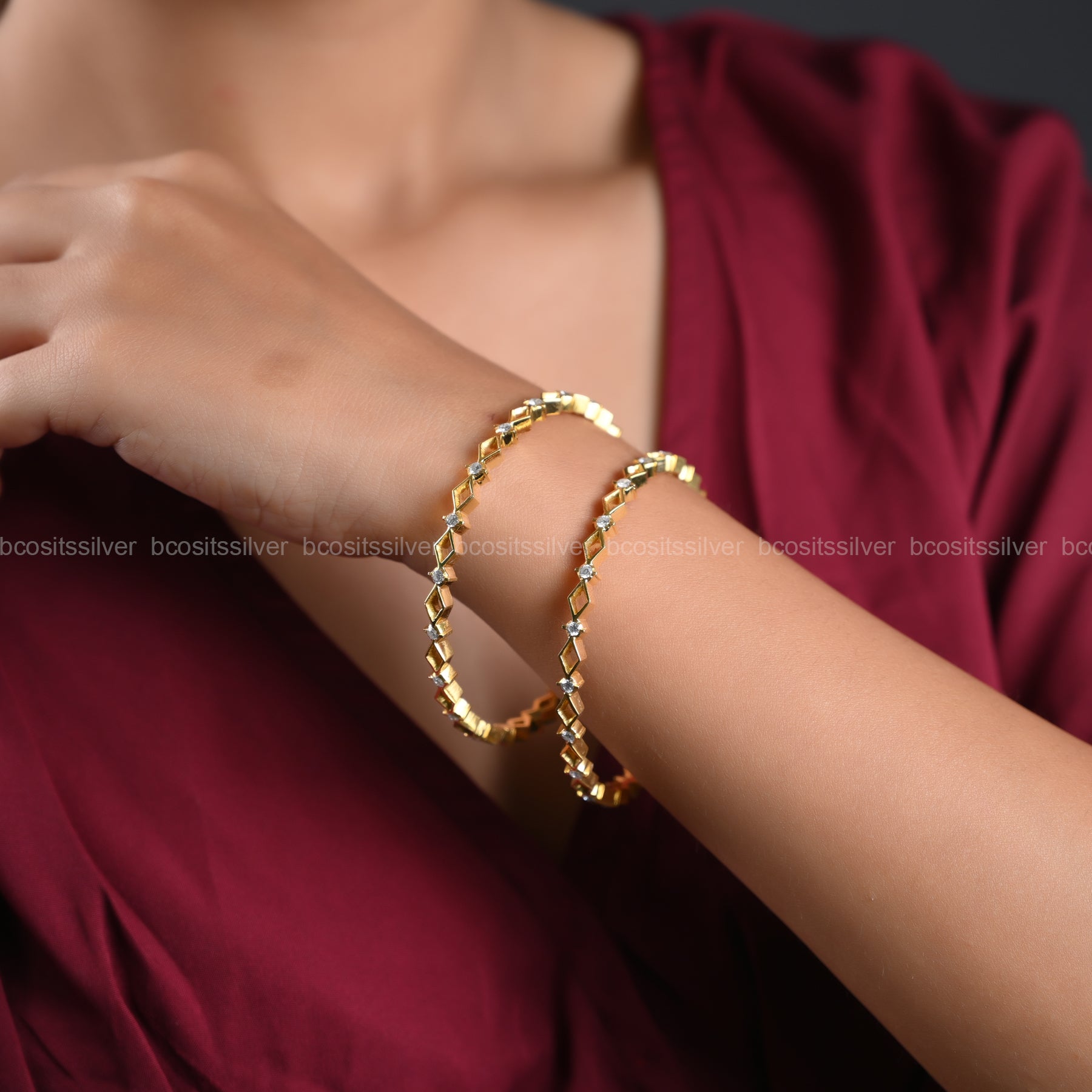 Gold Plated Close settings bangle- 1325