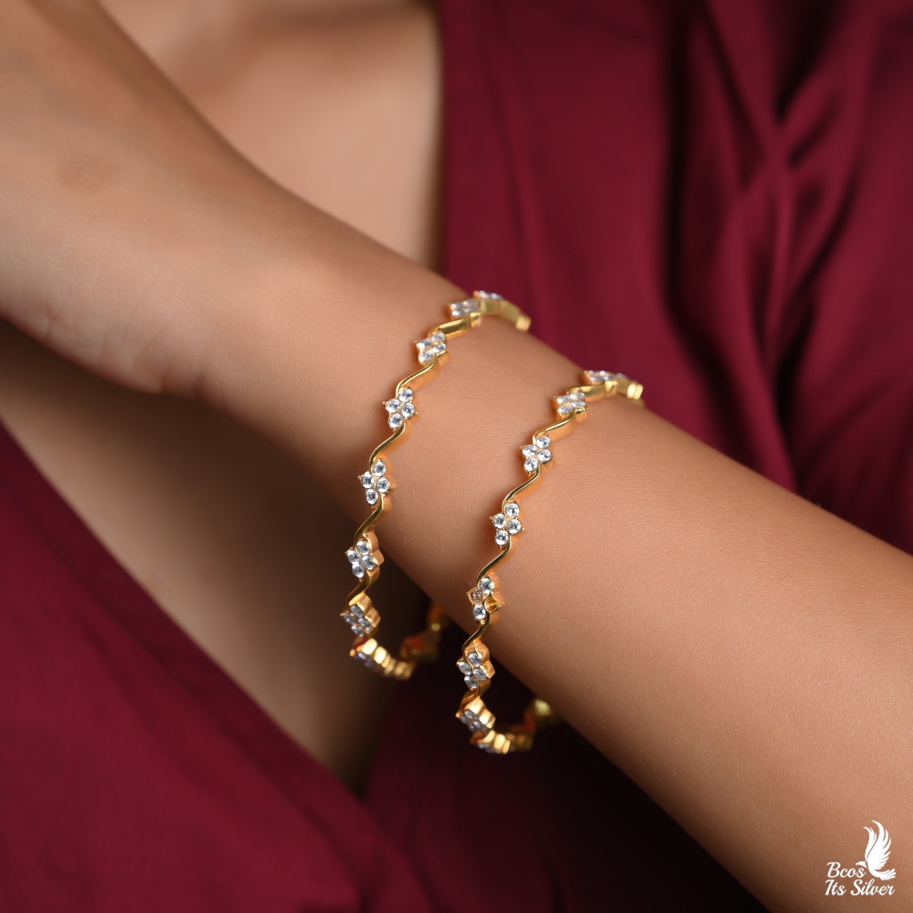 Gold Plated Close settings bangle- 2517