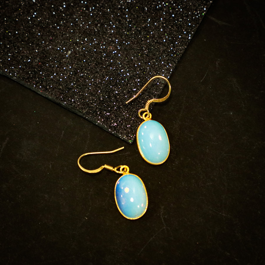 Gold Plated Hook Plain Stone Earring - J004