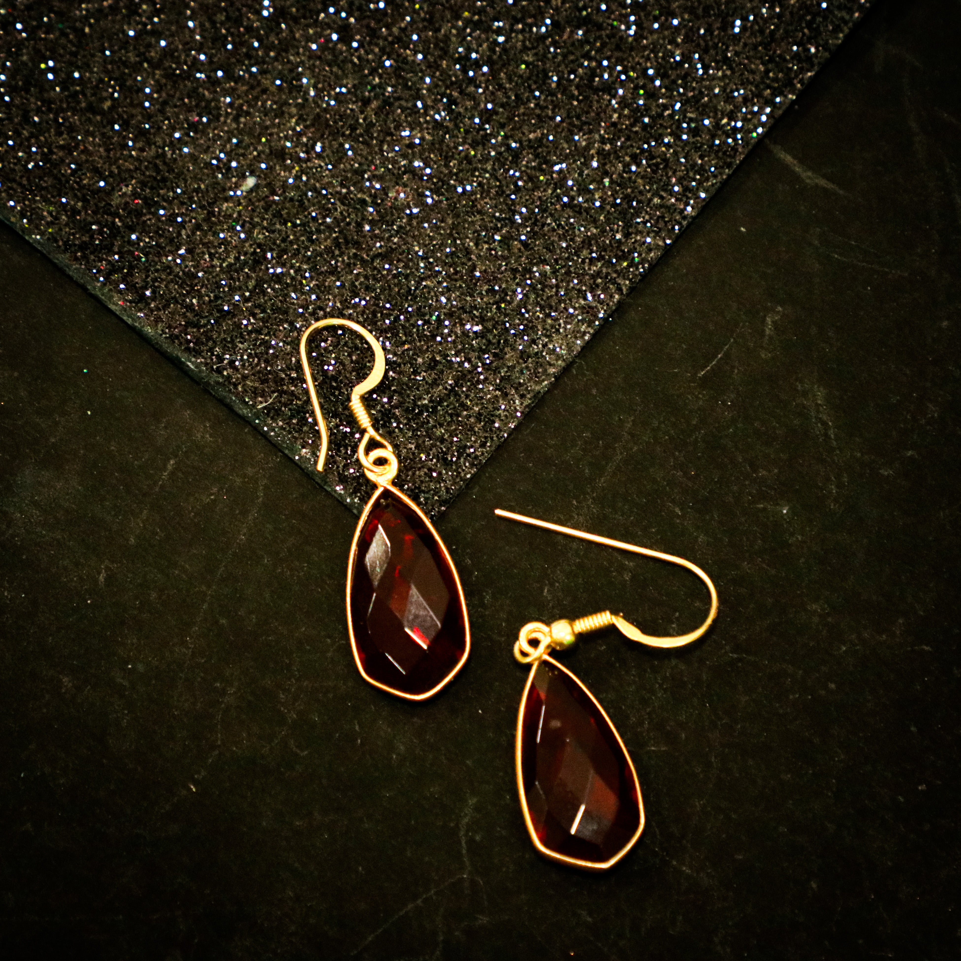 Gold Plated Hook Stone Earring - J003