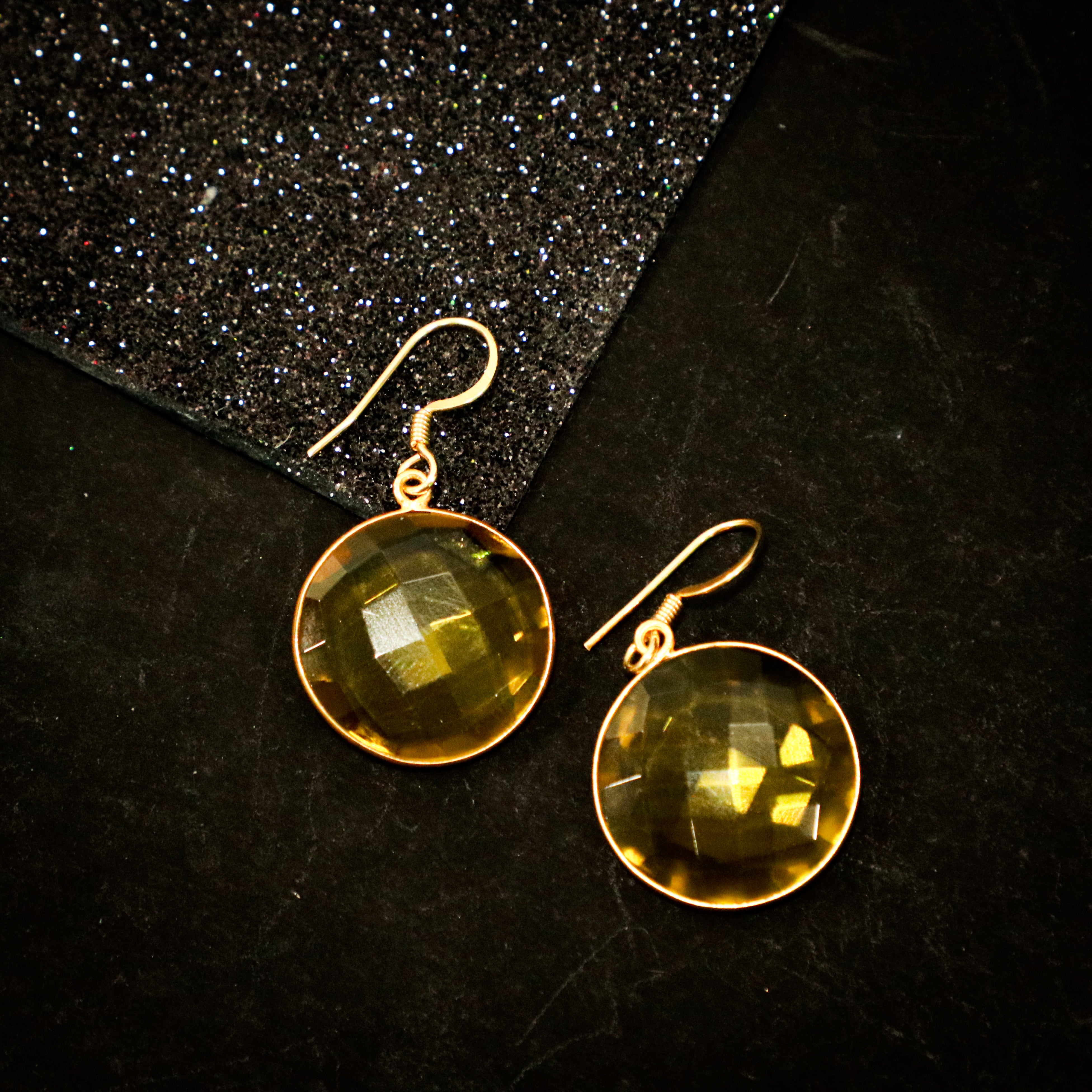 Gold Plated Hook Stone Earring - J006