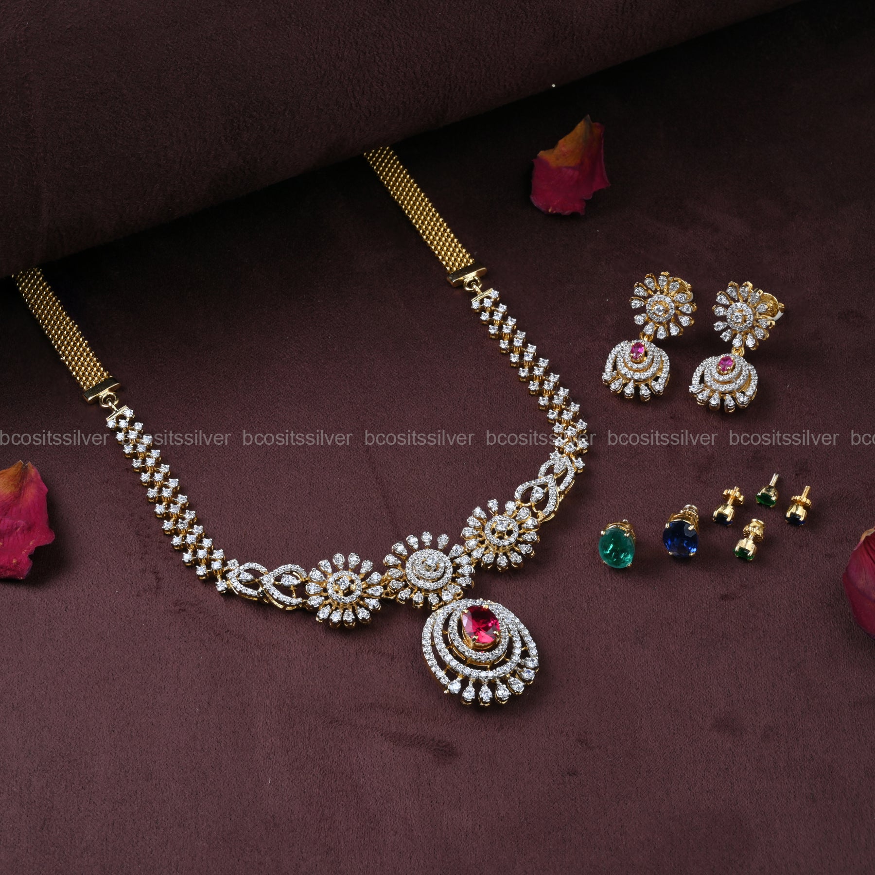 Gold Plated Diamond Look Necklace - 4578