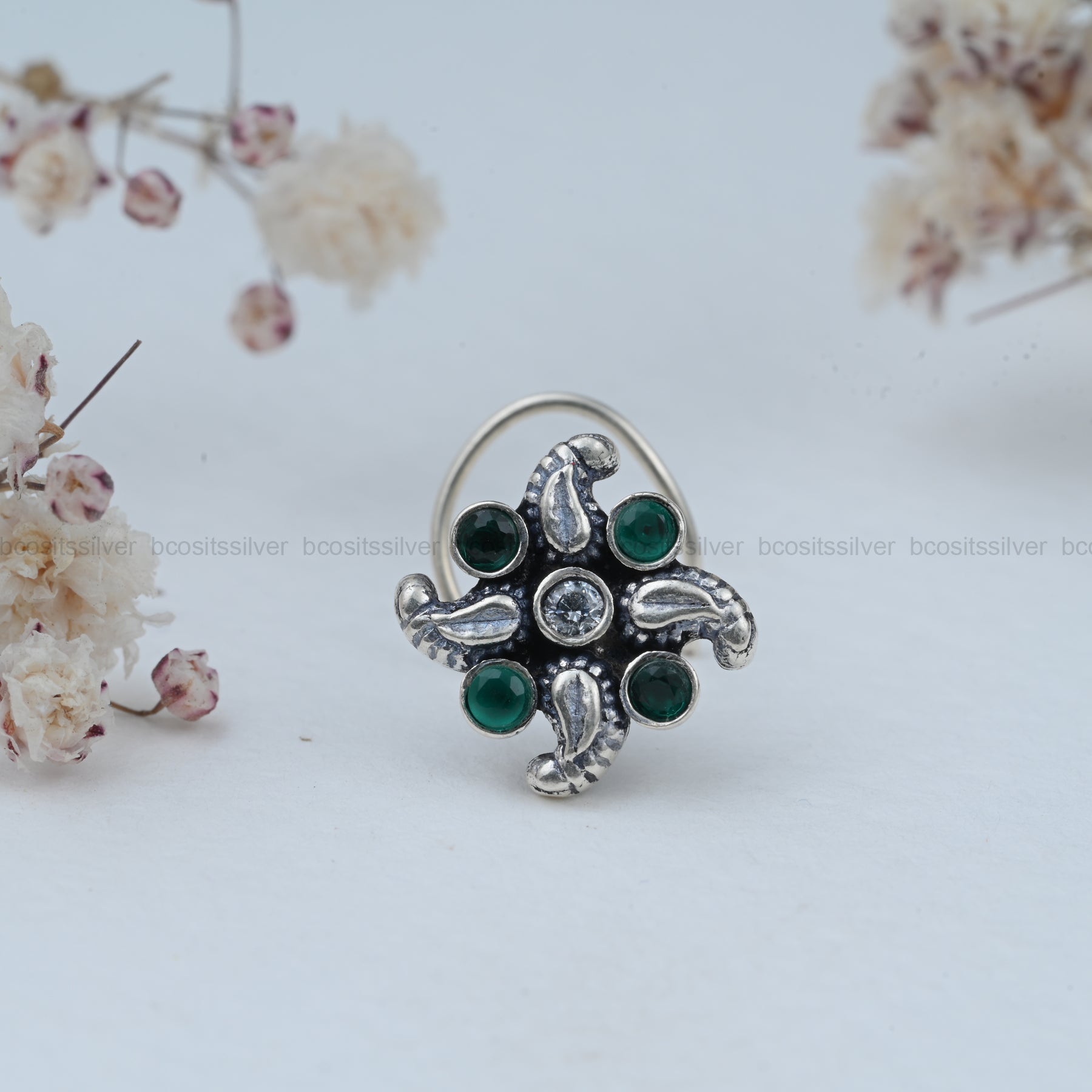 Silver Flower Nosepin - 0809