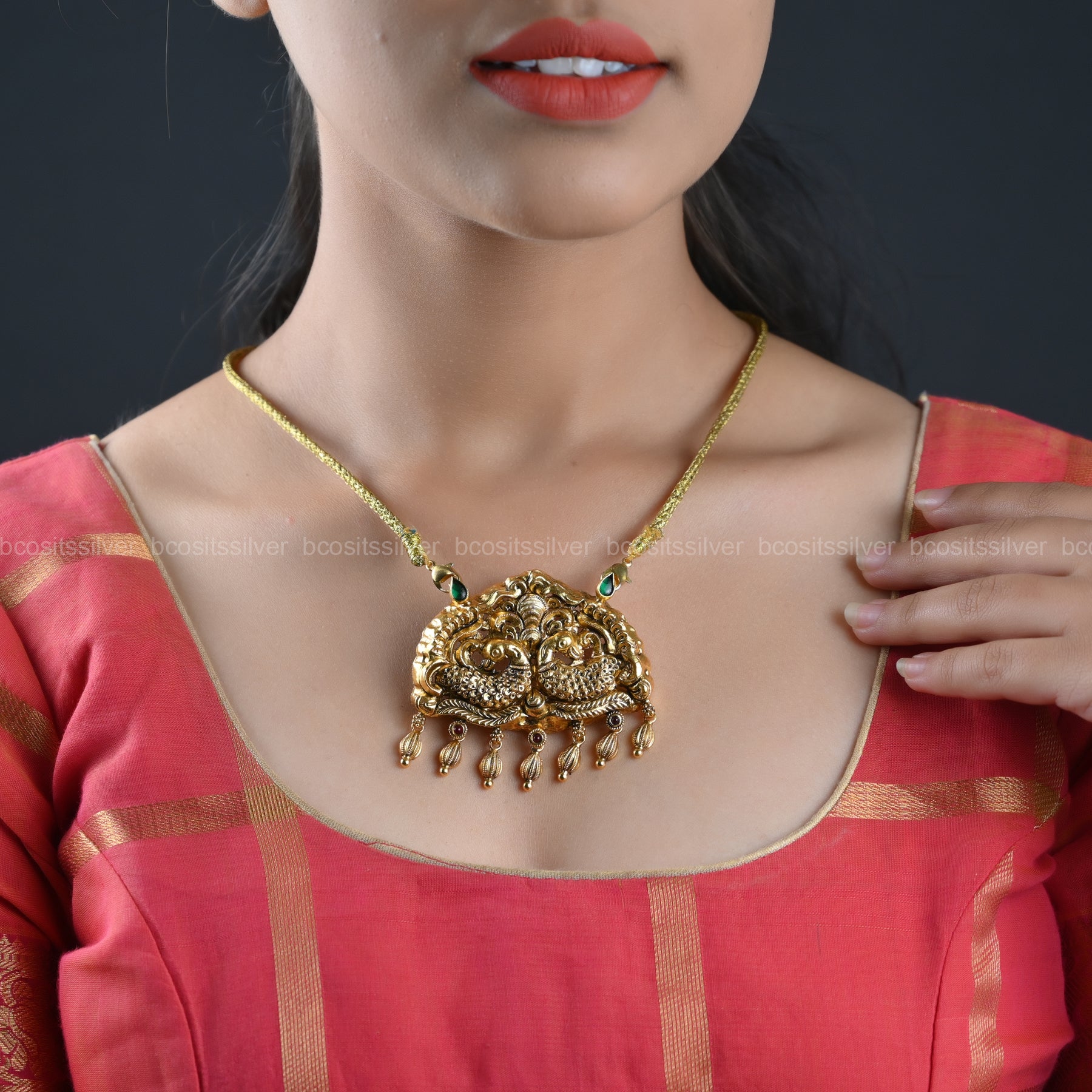 Gold Plated Nakshi Pendant - 8091