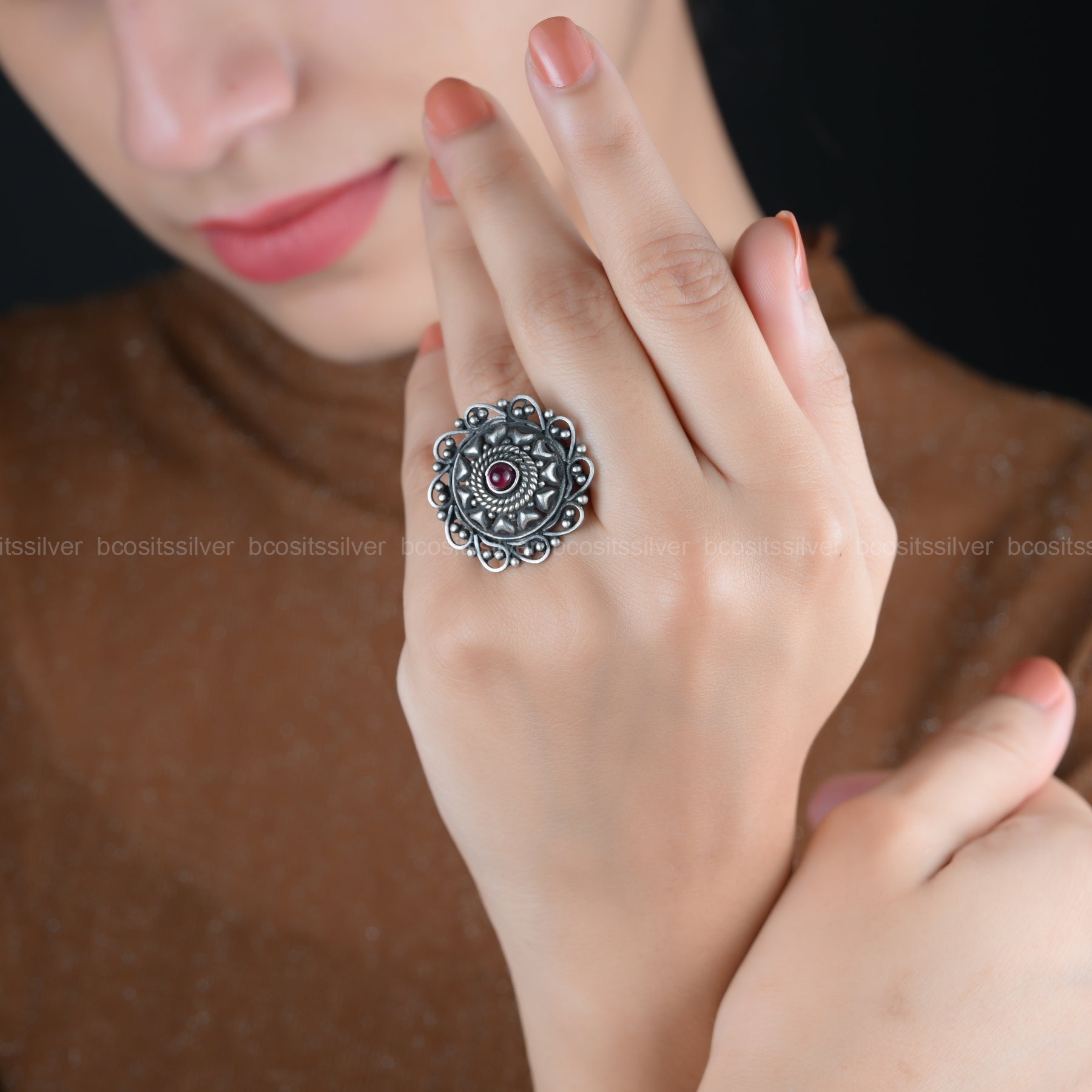 Oxidized Finger Ring - 1724