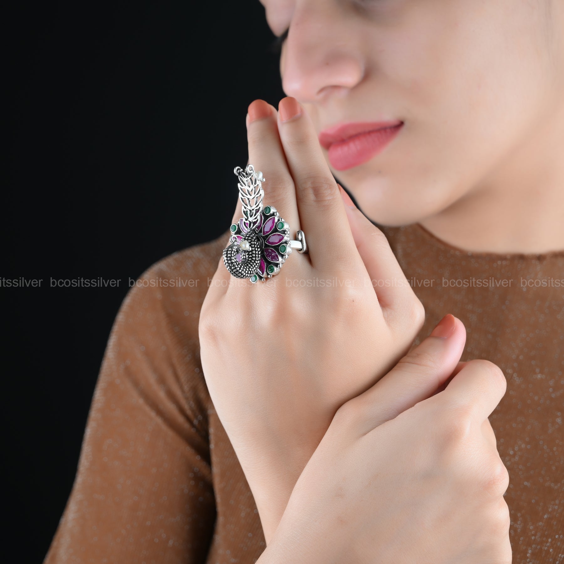 Oxidized Finger Ring - 1778