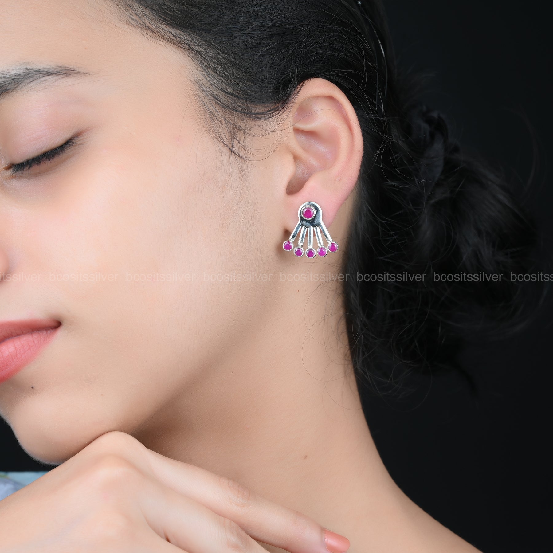 Oxidized Rani Earrings - 1718