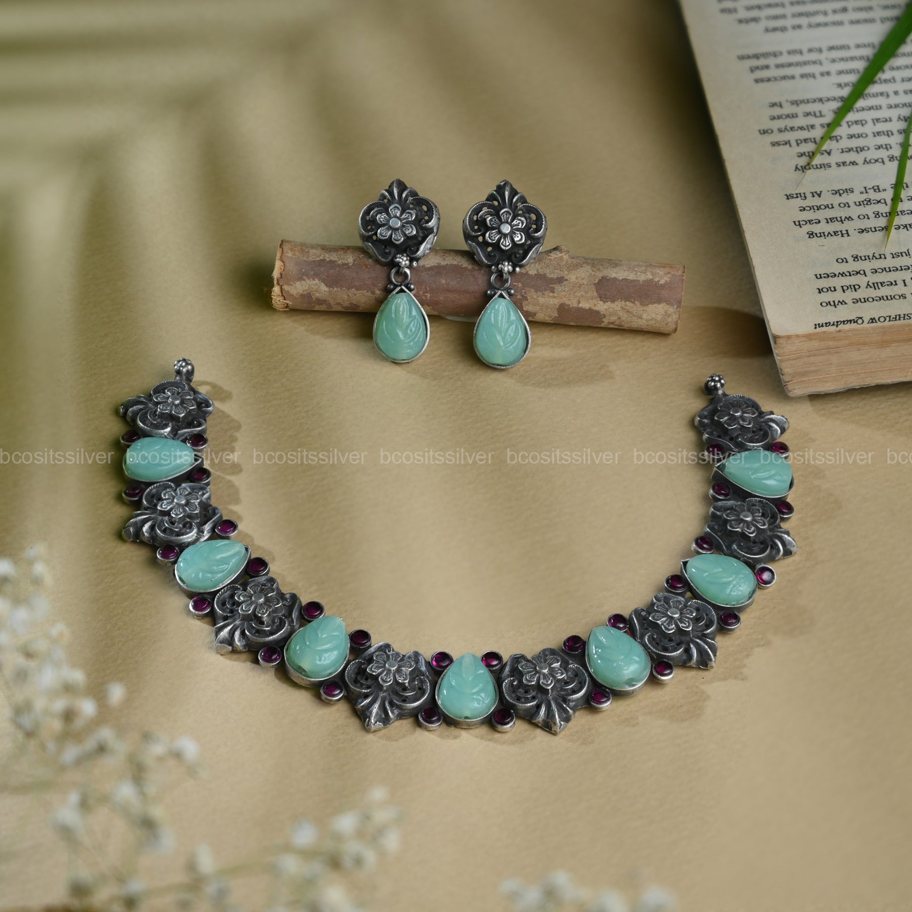 Oxidized Flower Bookly Necklace - 197