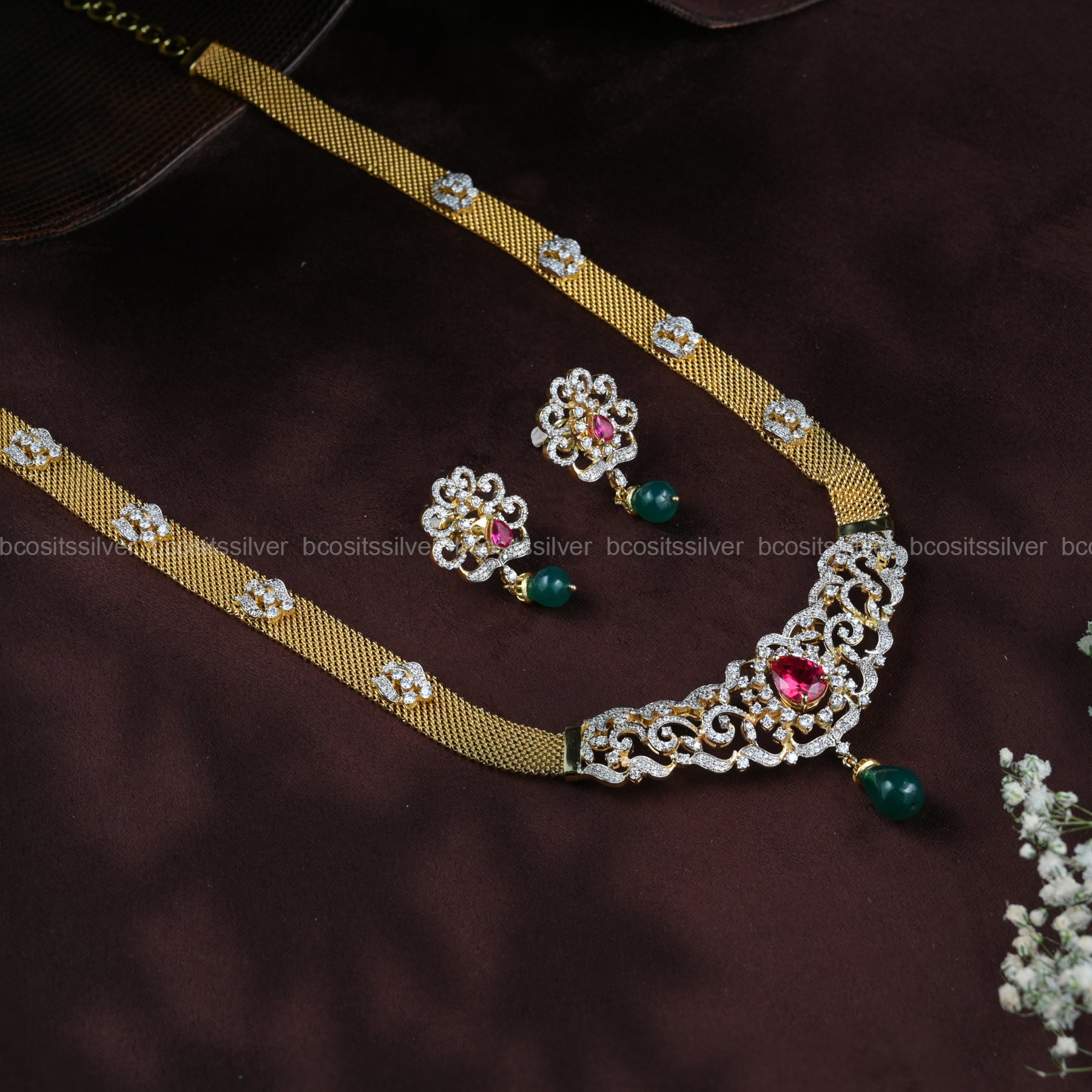 Diamond look Necklace - 767 - MAKE TO ORDER