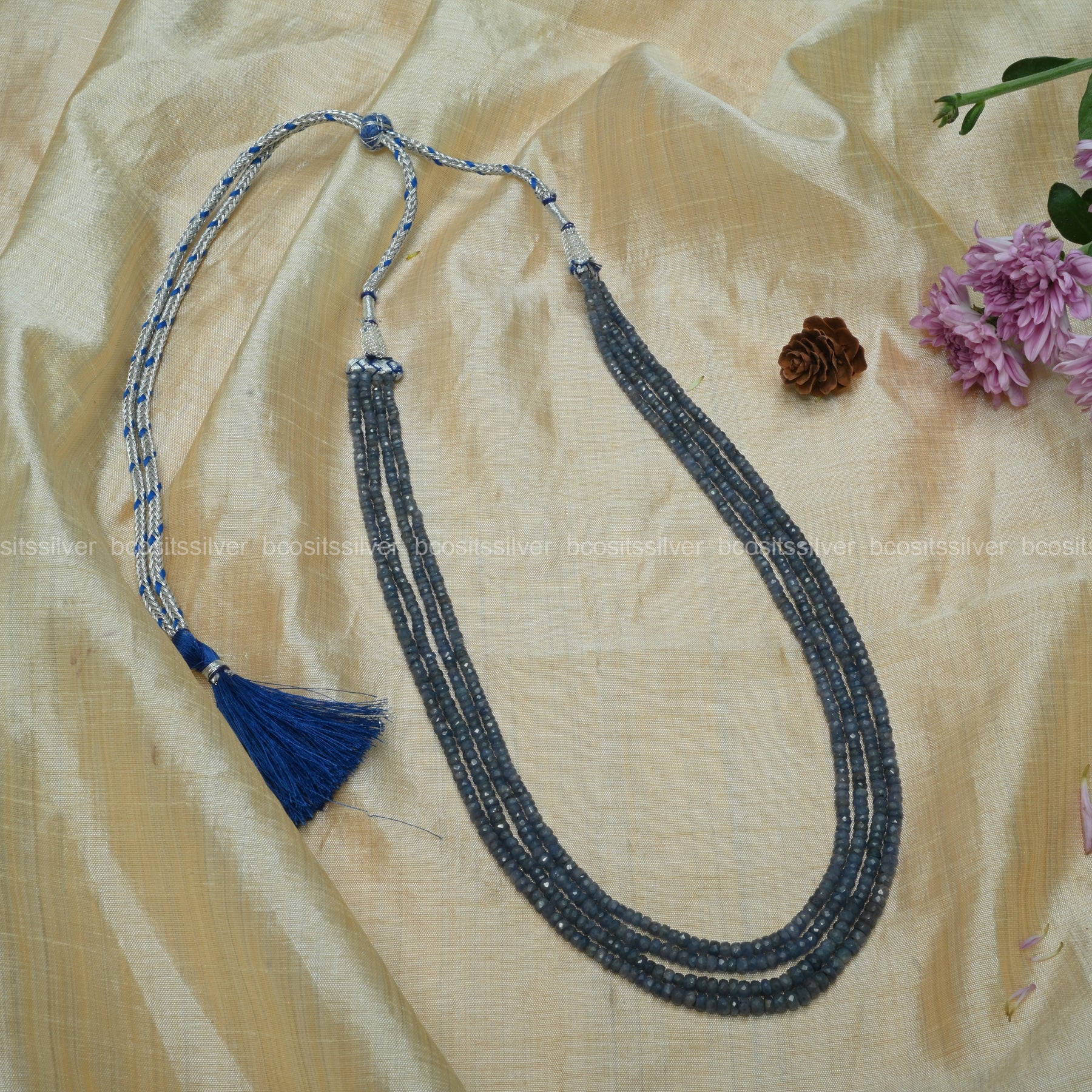 Dark Blue Sapphire  Cut Beads - 4 layer Beads - 1232