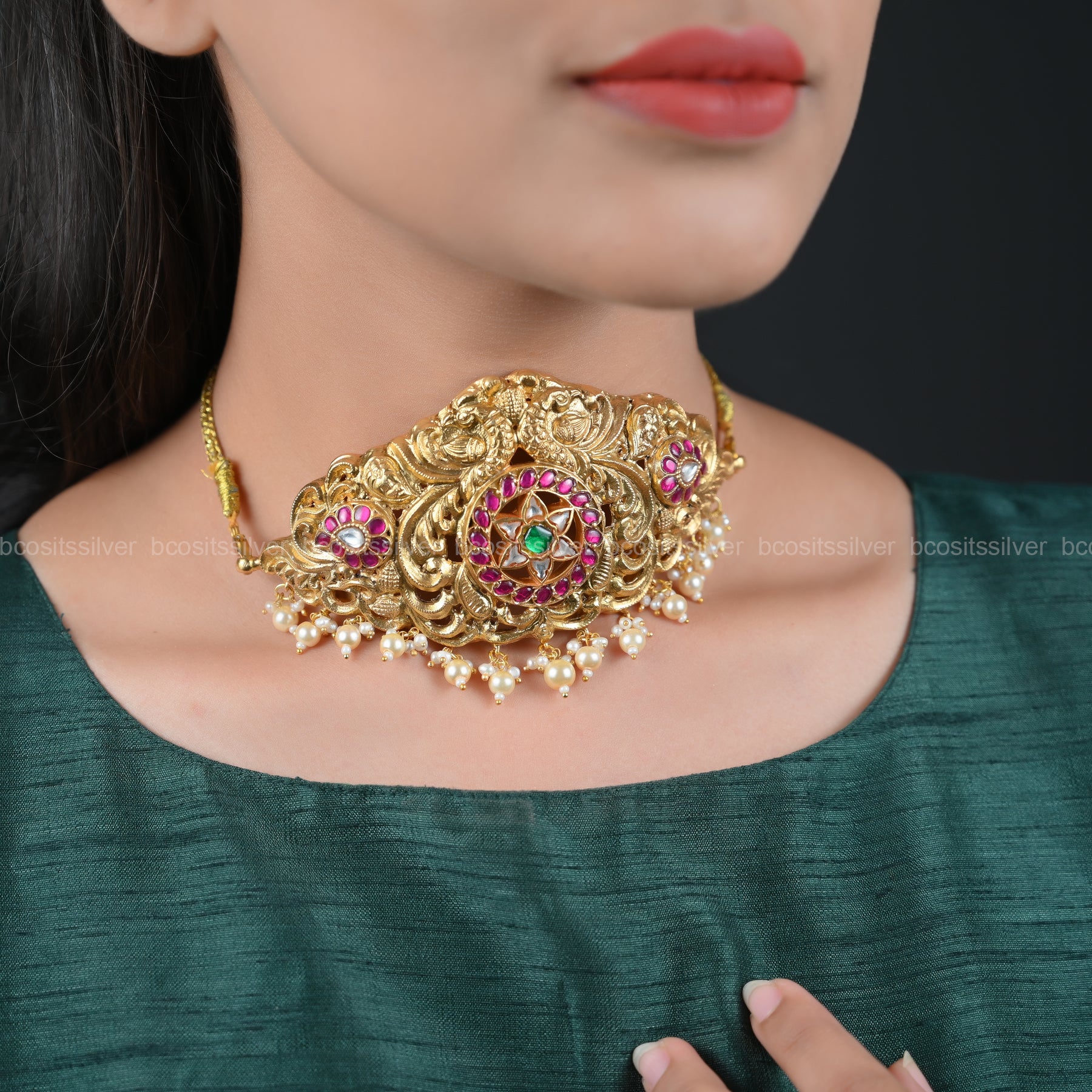 Gold Plated Peacock Choker - 5652