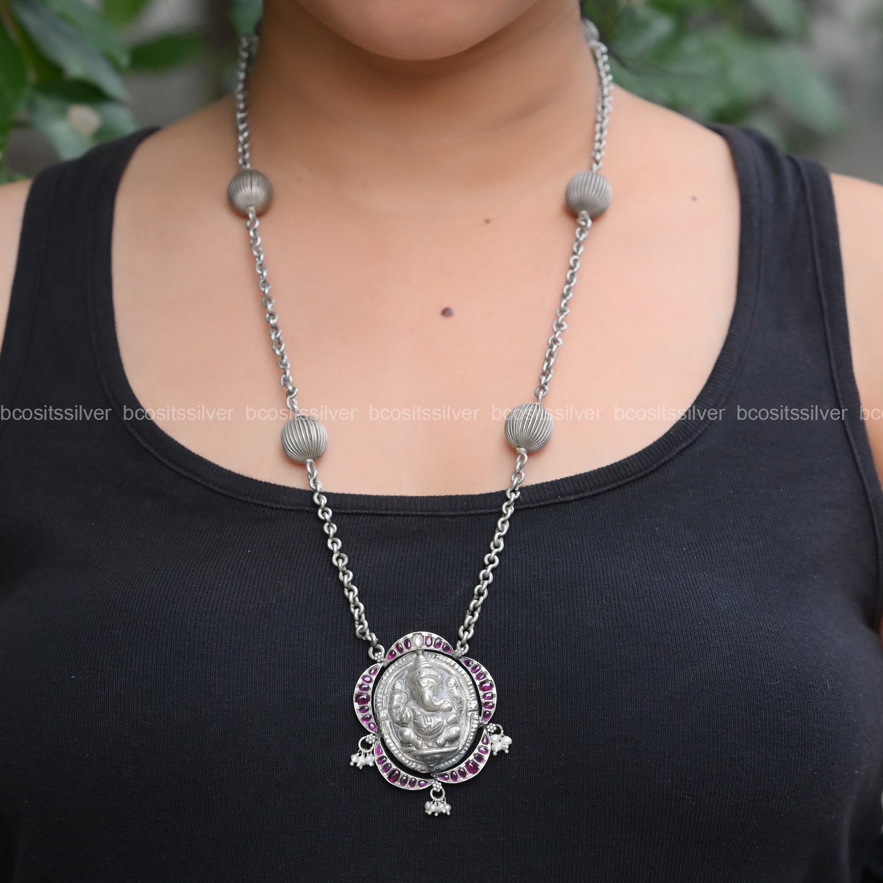 Oxidized Lord Ganesh Necklace - 1004