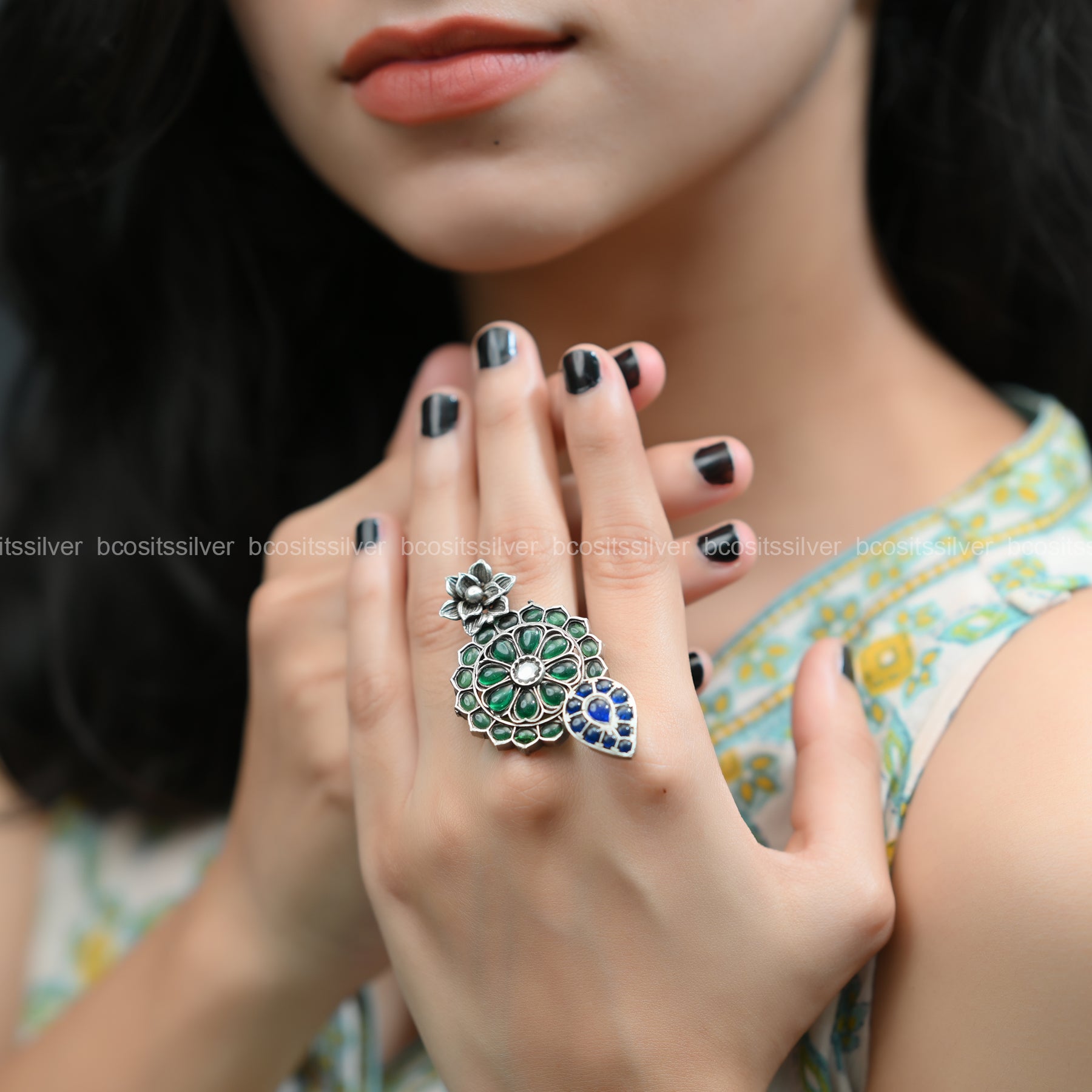 Oxidized Diwali Finger Ring - 1590