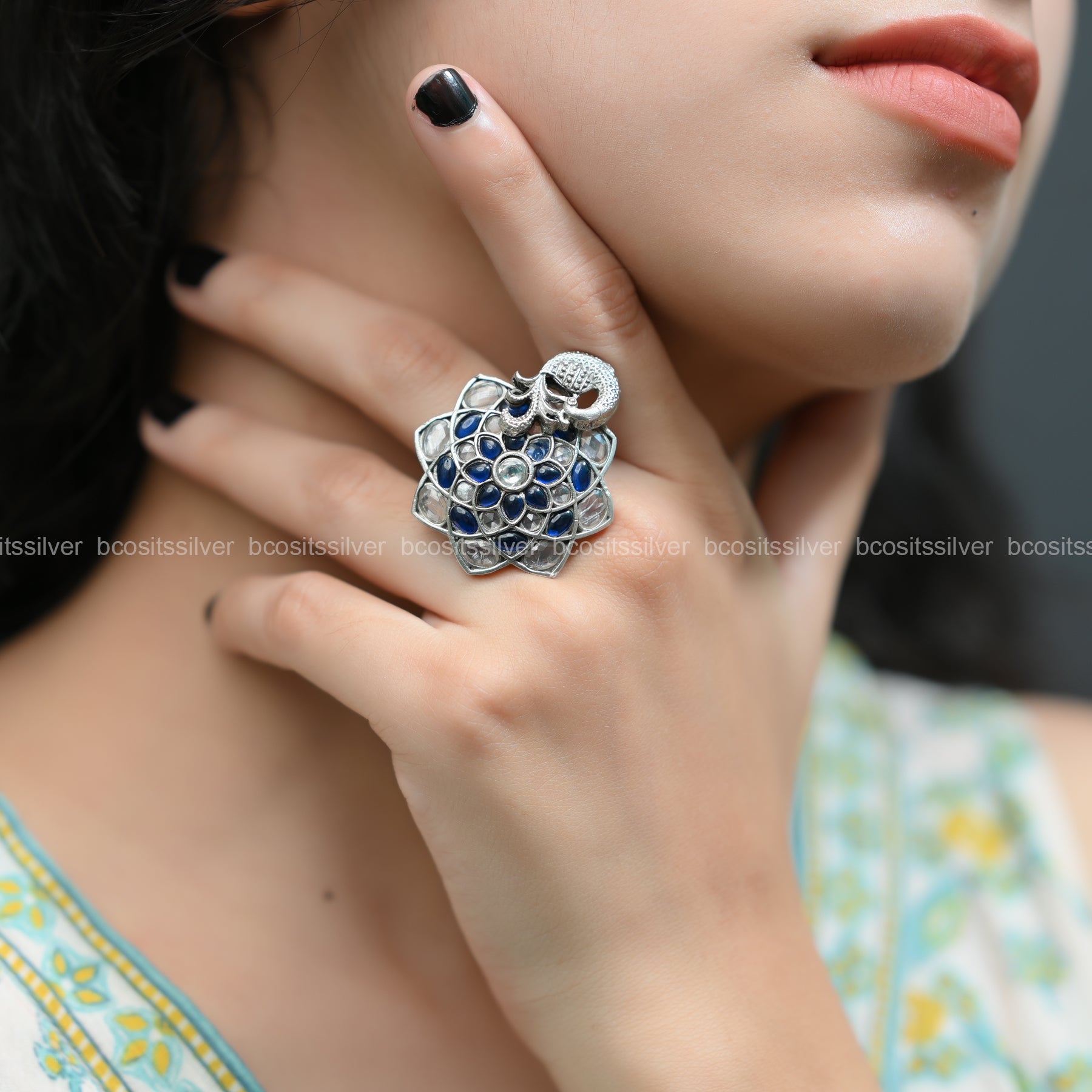 Oxidized Diwali Finger Ring - 1592