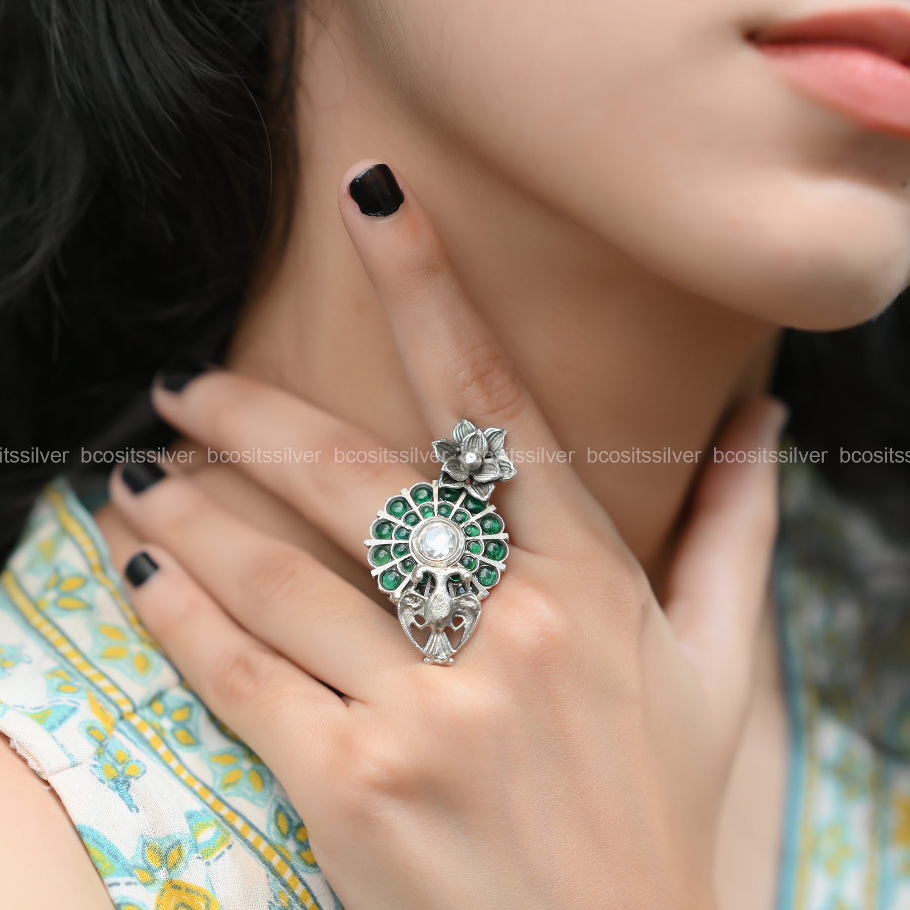 Oxidized Diwali Finger Ring - 1593