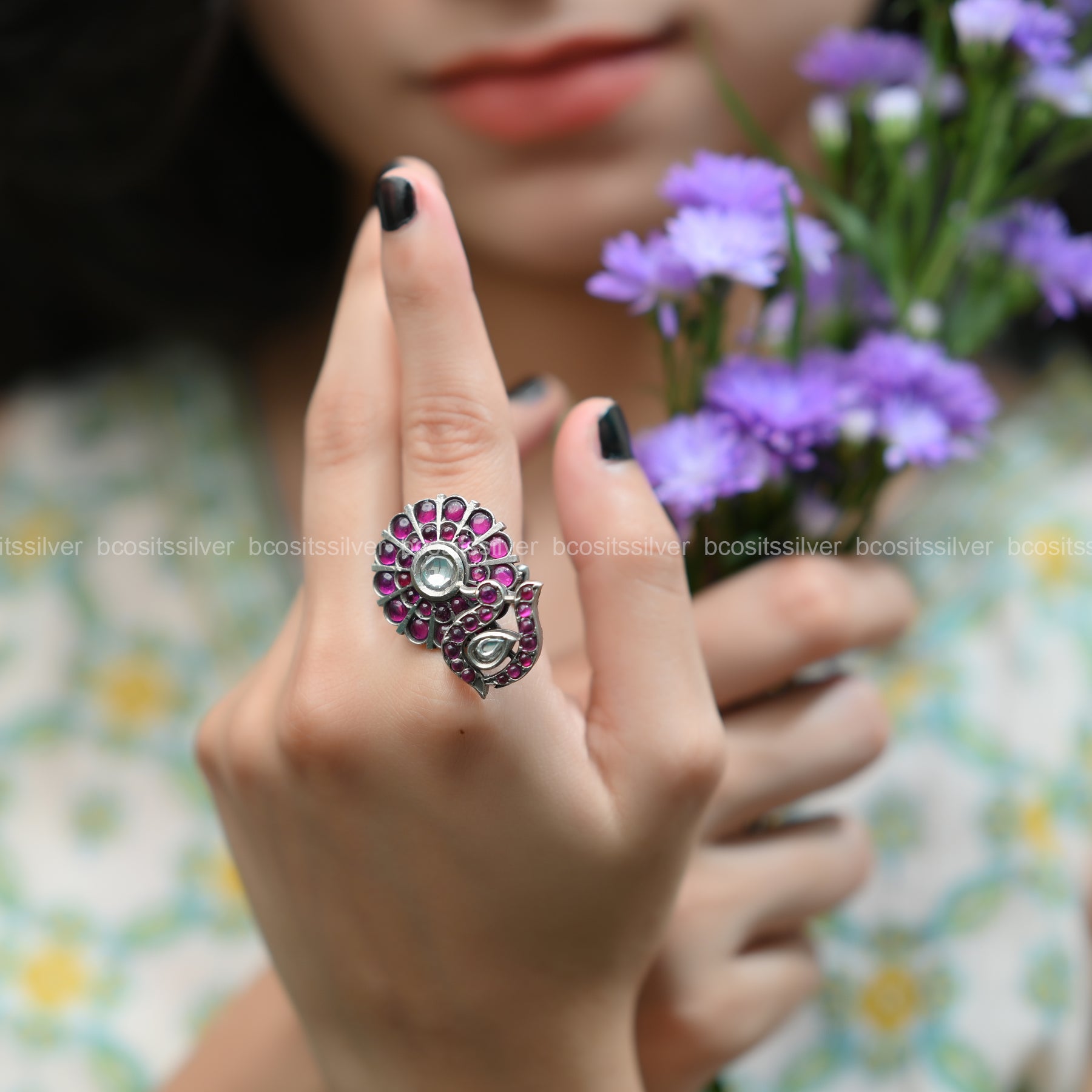 Oxidized Diwali Finger Ring - 1587