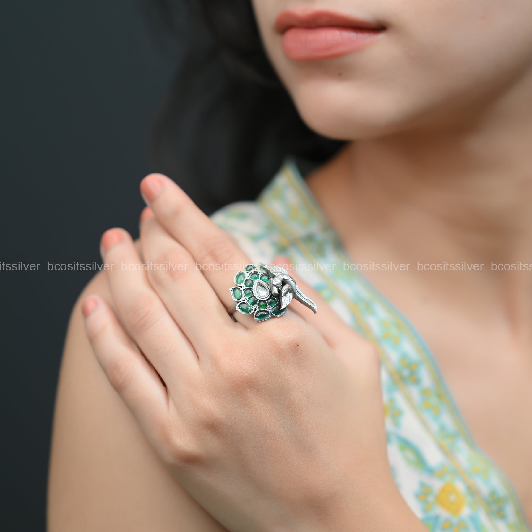 Oxidized Diwali Finger Ring - 1586