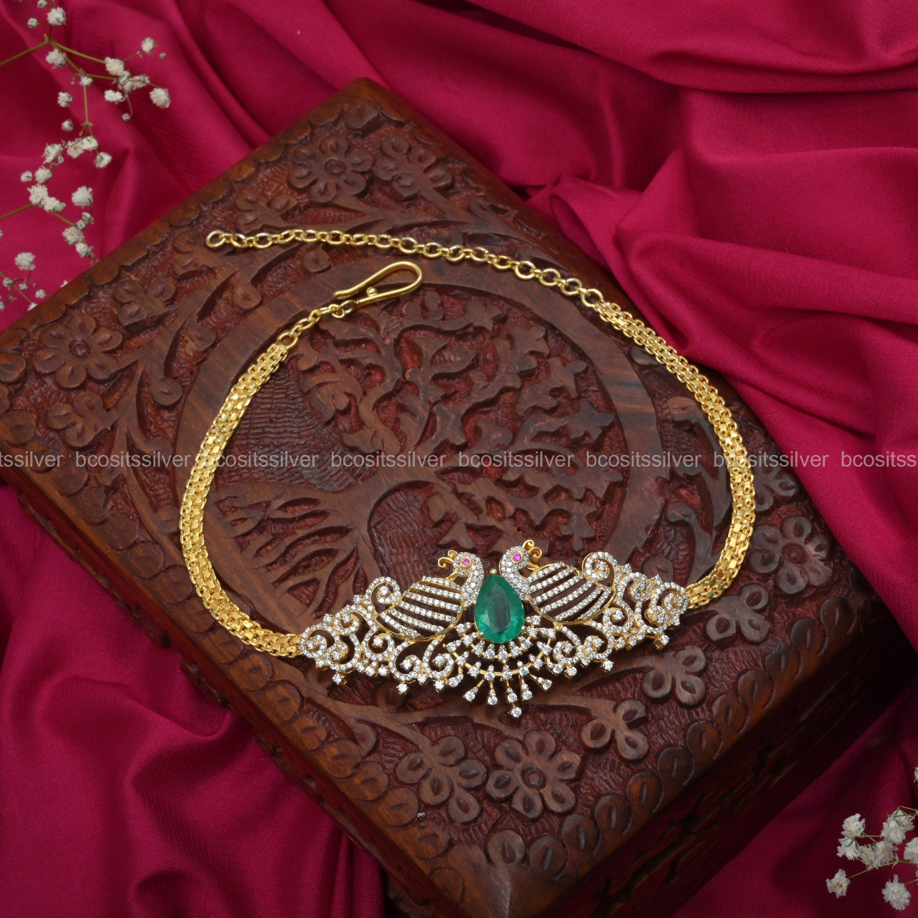 Gold Plated Peacock Choker - 1210