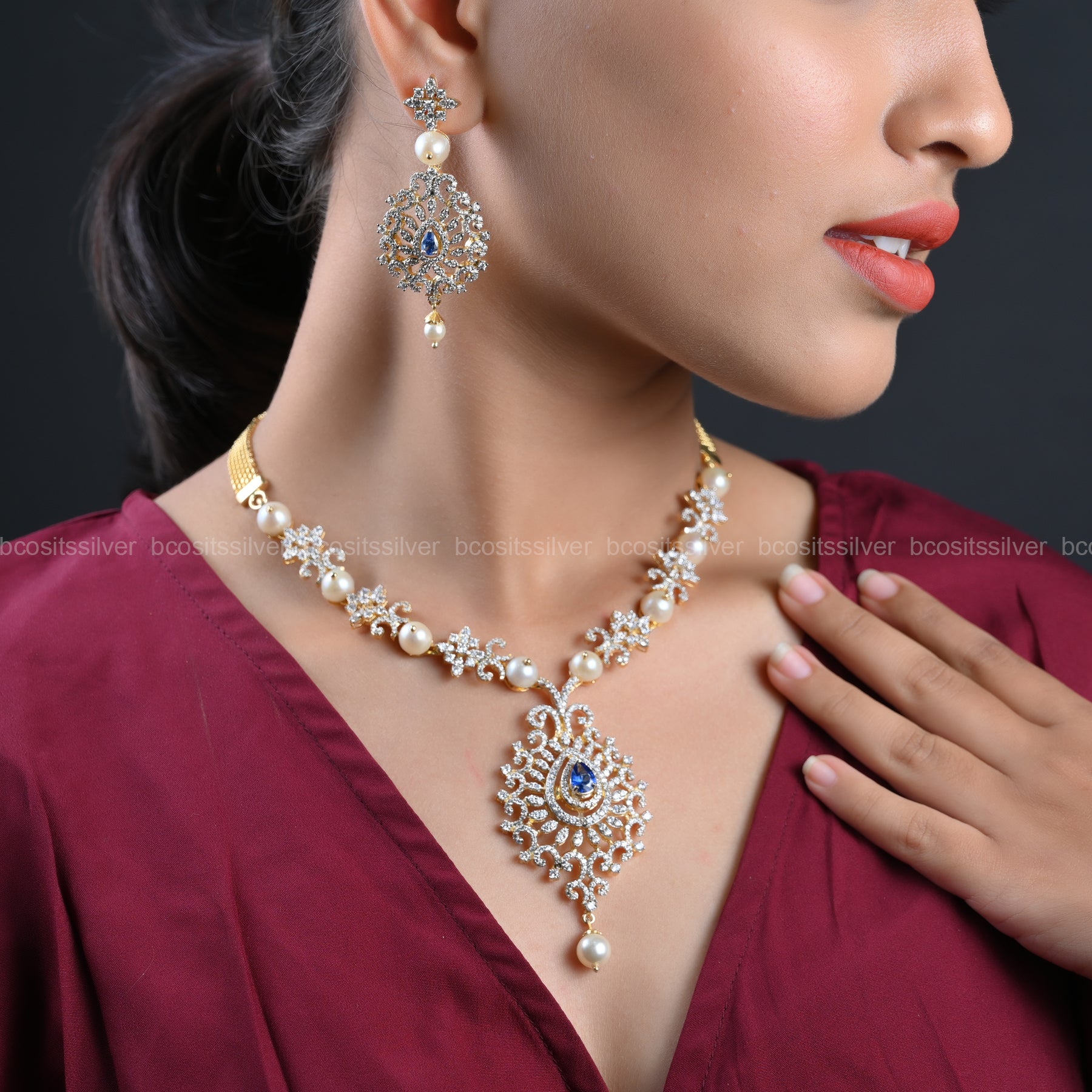 Gold Plated Diamond Look Necklace - 4576