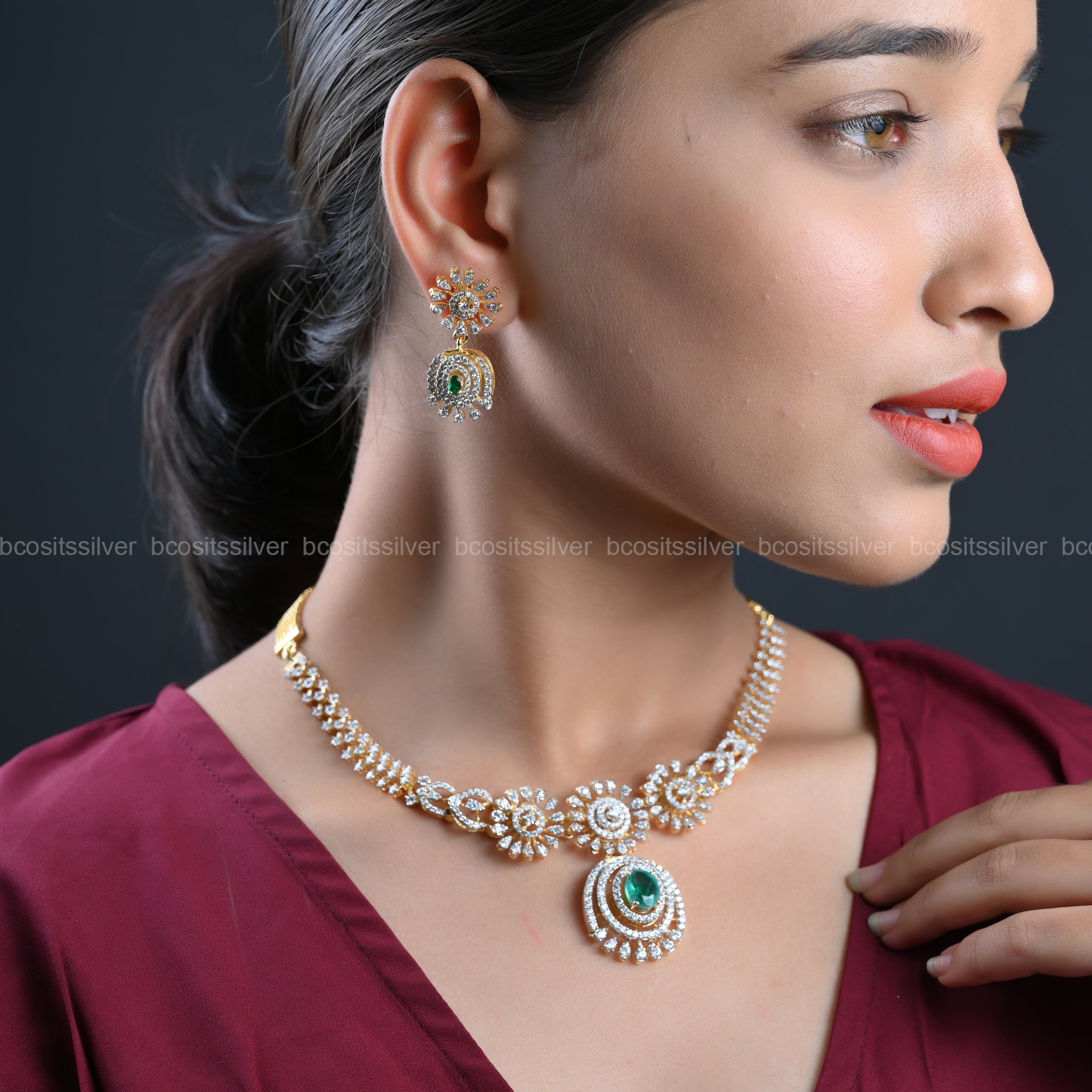 Gold Plated Diamond Look Necklace - 4578