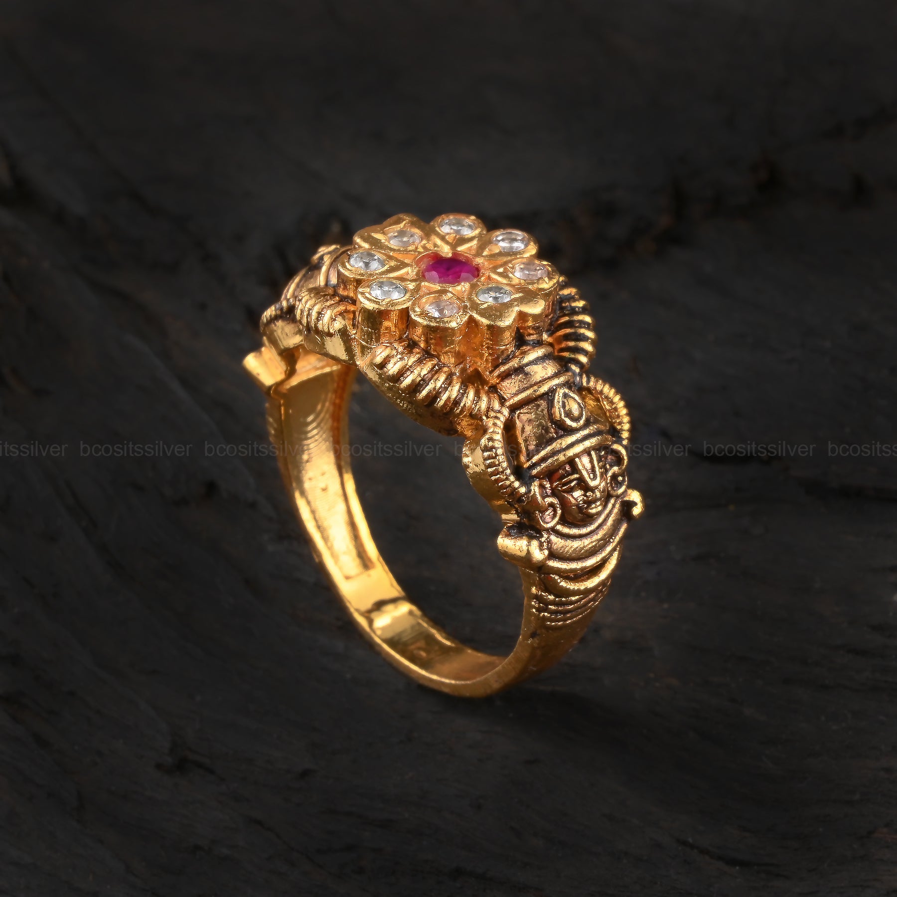 Gold Plated Perumal Finger Ring - 2096