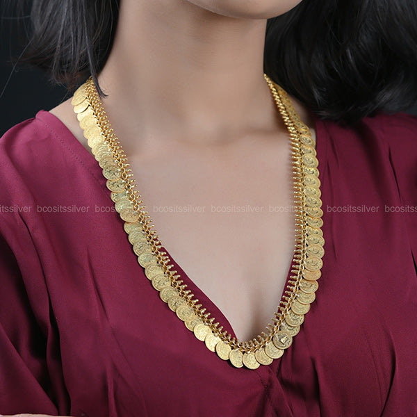GOLD PLATED LAKSHMI COIN NECKLACE - 4305 - MADE TO ORDER