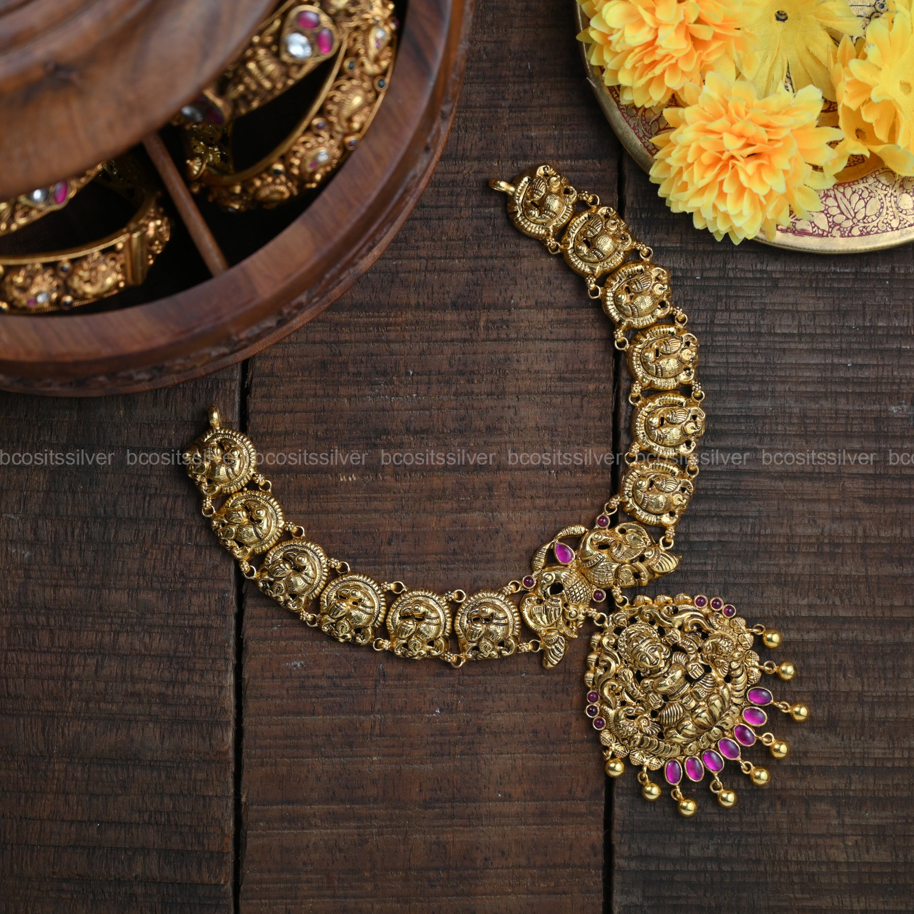 GOLD PLATED SANTRIPTI - Mahalakshmi Necklace - 6570
