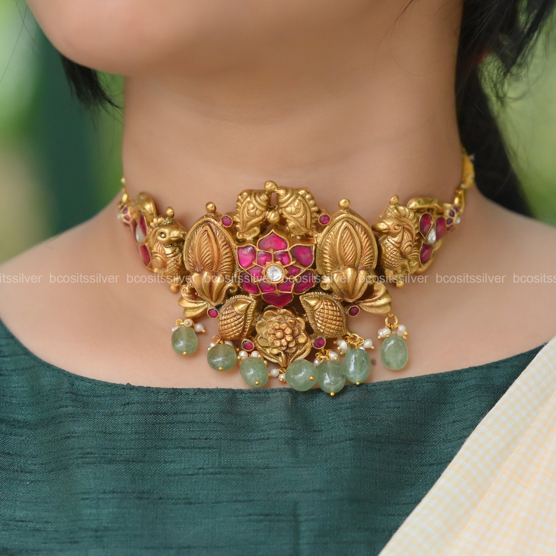 Kundan Peacock with Flower Choker - 1360
