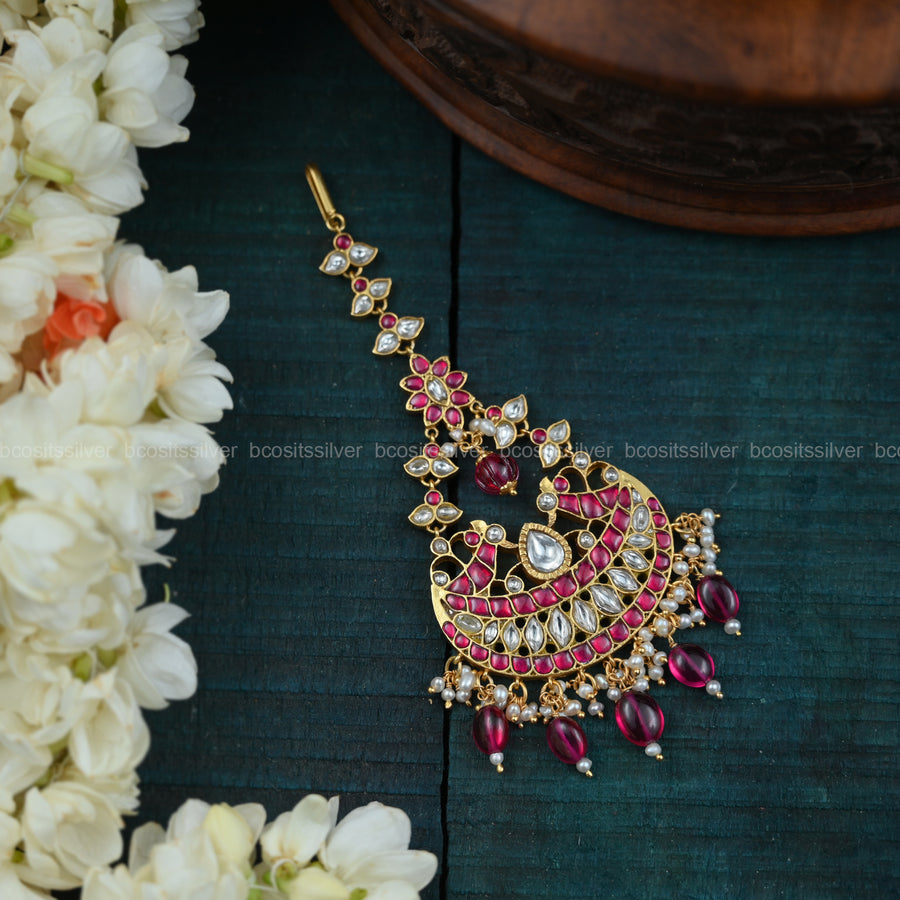 925 Silver Gold Plated Chandbali Tikka — 6334
