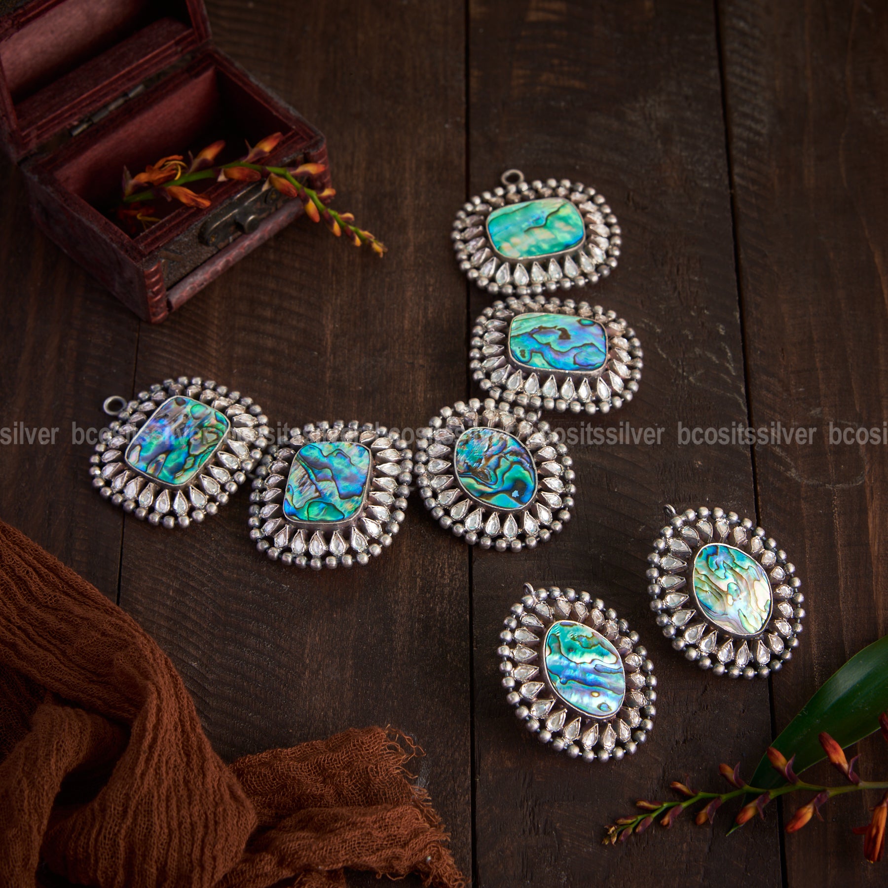 925 silver Labradorite With Kundan Set -0774
