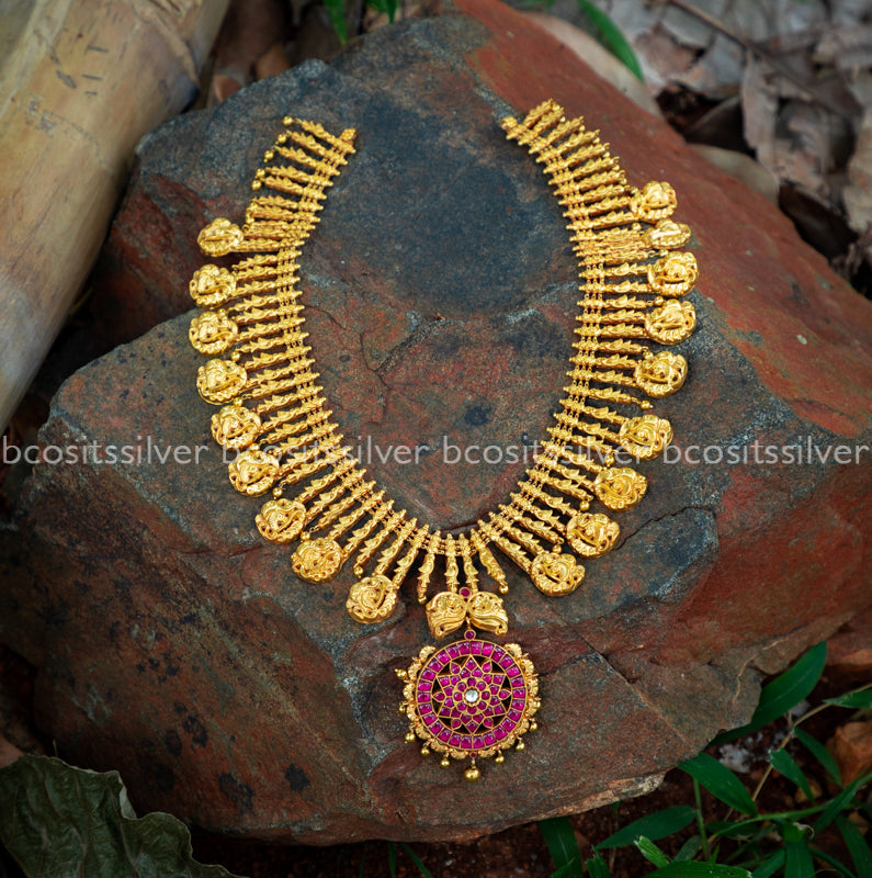 Gold Plated Peacock Necklace - 1185