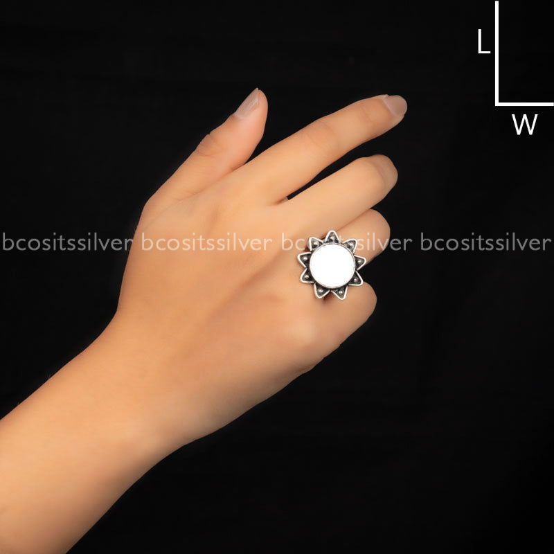 Oxidized Mirror Finger Ring - 996