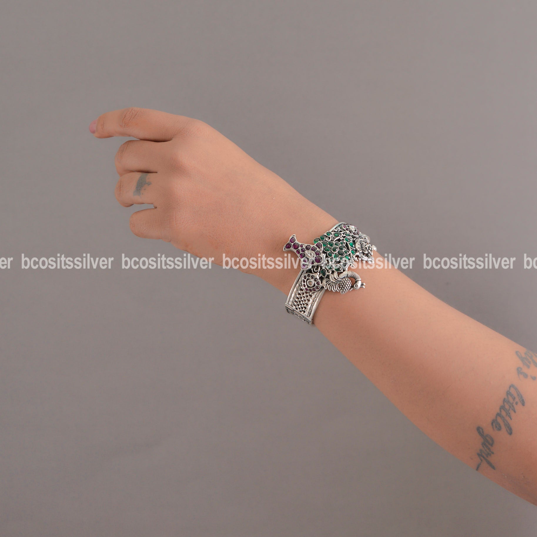 Oxidized Peacock Kada - 1095 - Size 2.2 With Screw