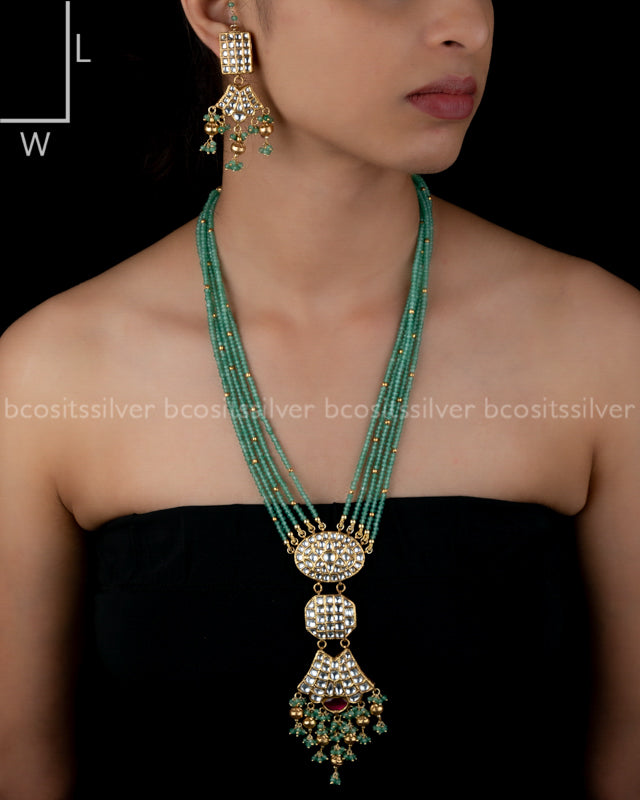 Prehnite Kundan Haram Set - 9407