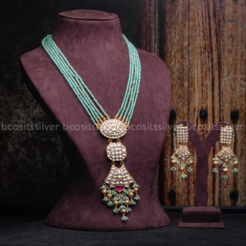 Prehnite Kundan Haram Set - 9407