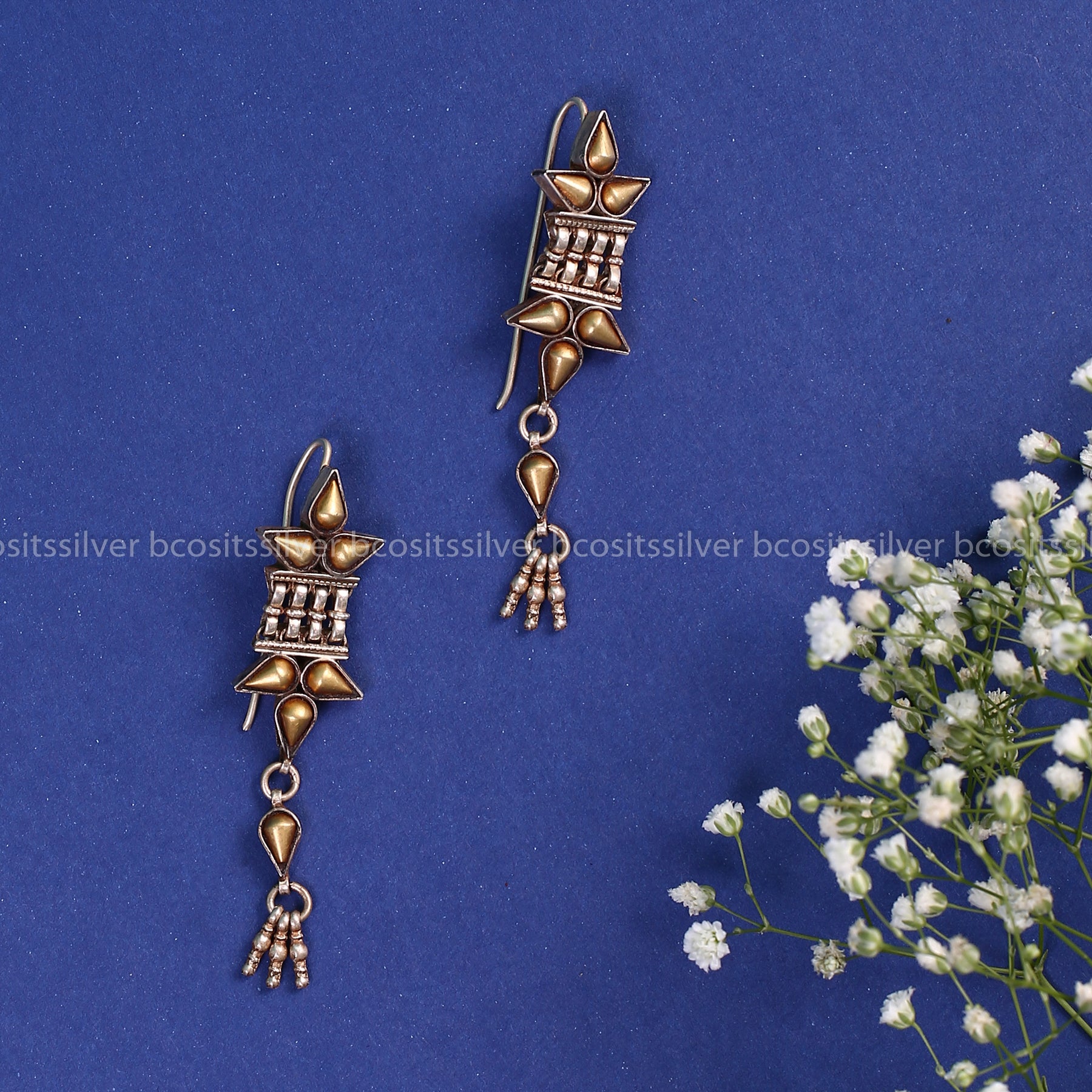 Pure 925 Silver Dual tone Zinariy (AU) Earring - 0900